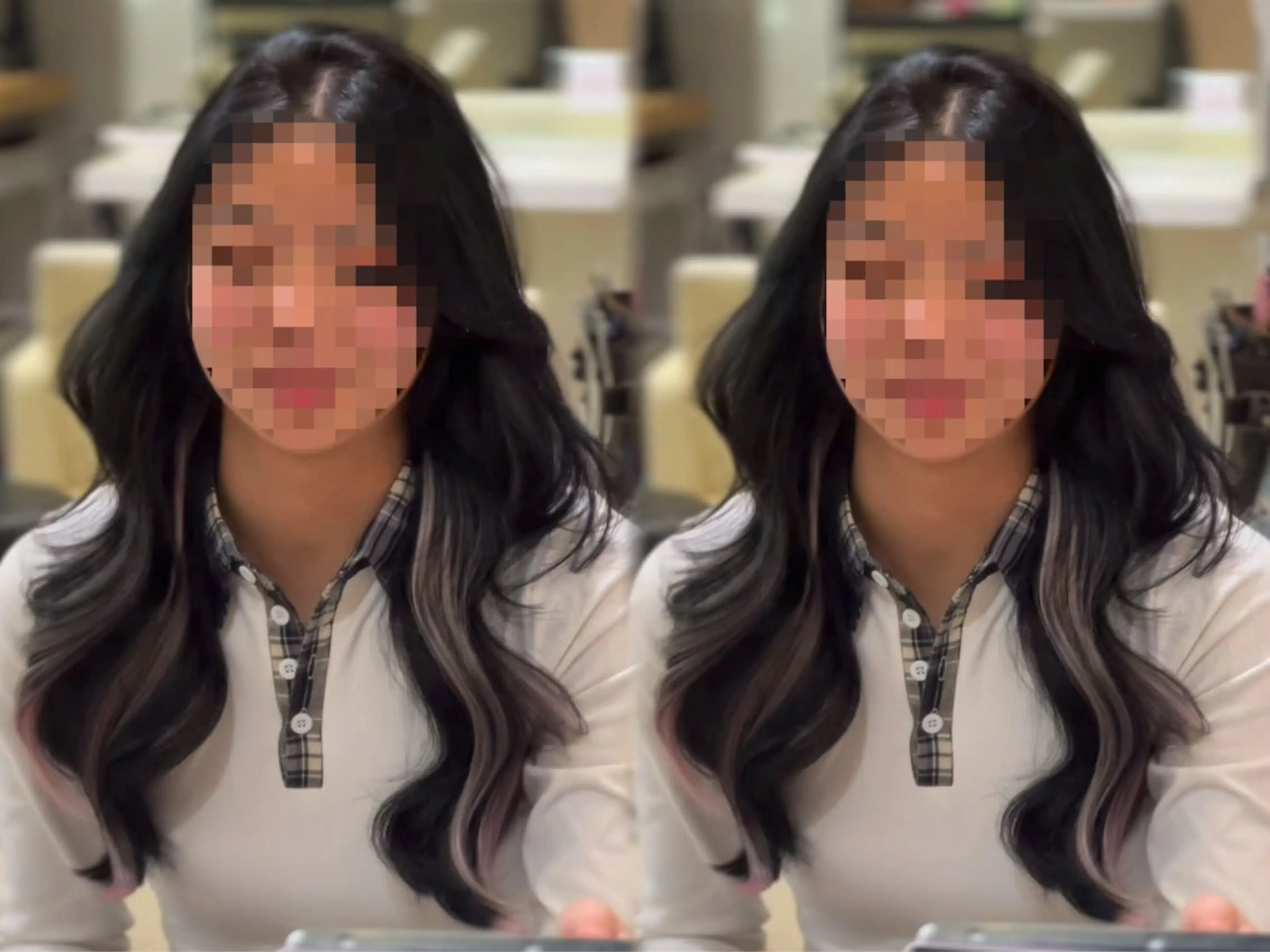 ロング エクステ 顔周りカット 韓国風ヘア レイヤーカット 小顔カット 海外風レイヤー🎀 新宿MOMOKA🍑のヘアスタイル