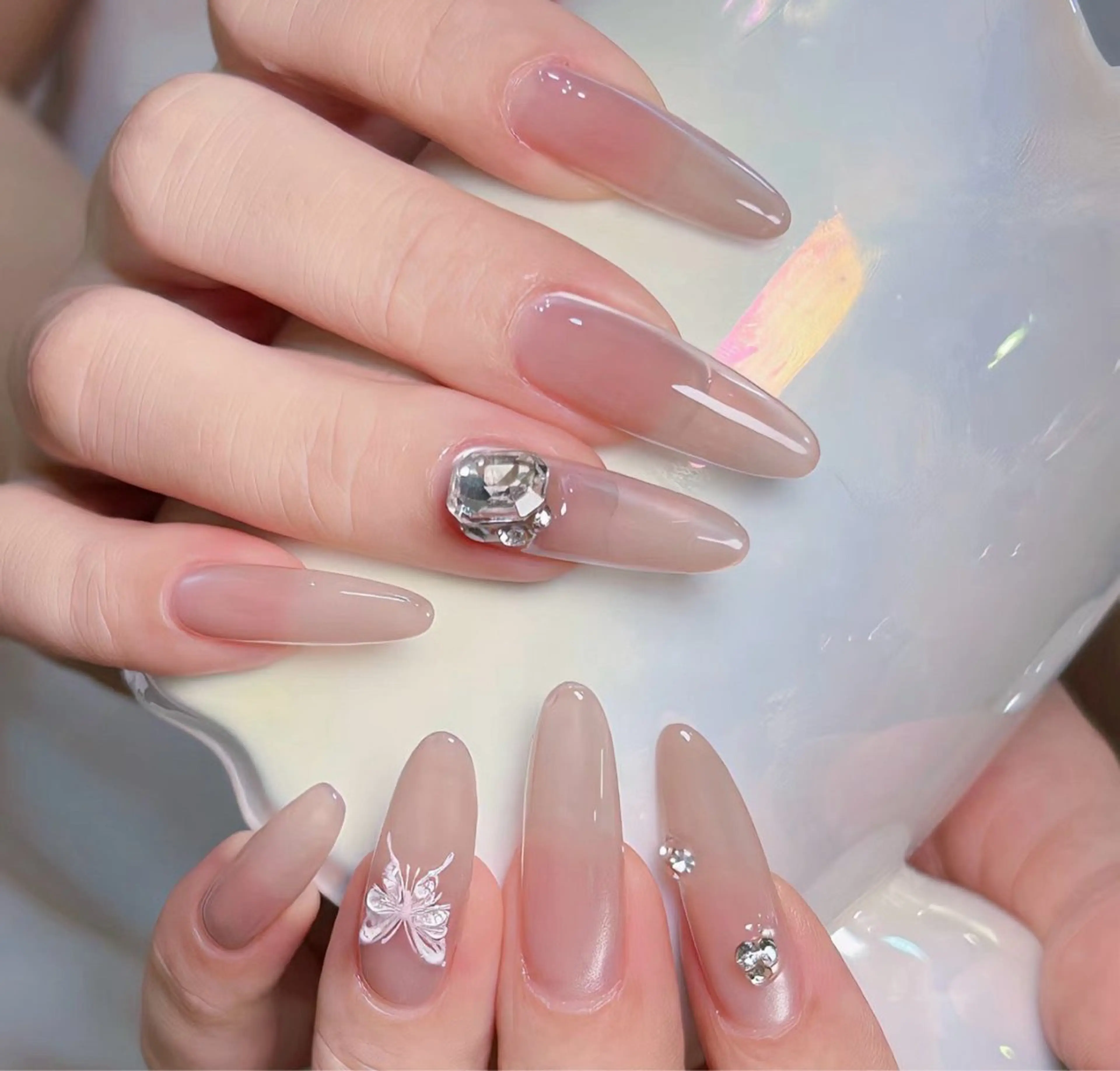 ネイル チークネイル 長さ出し フレンチネイル ガーリー 韓国ネイル sun nail池袋 モデル募集のネイルデザイン