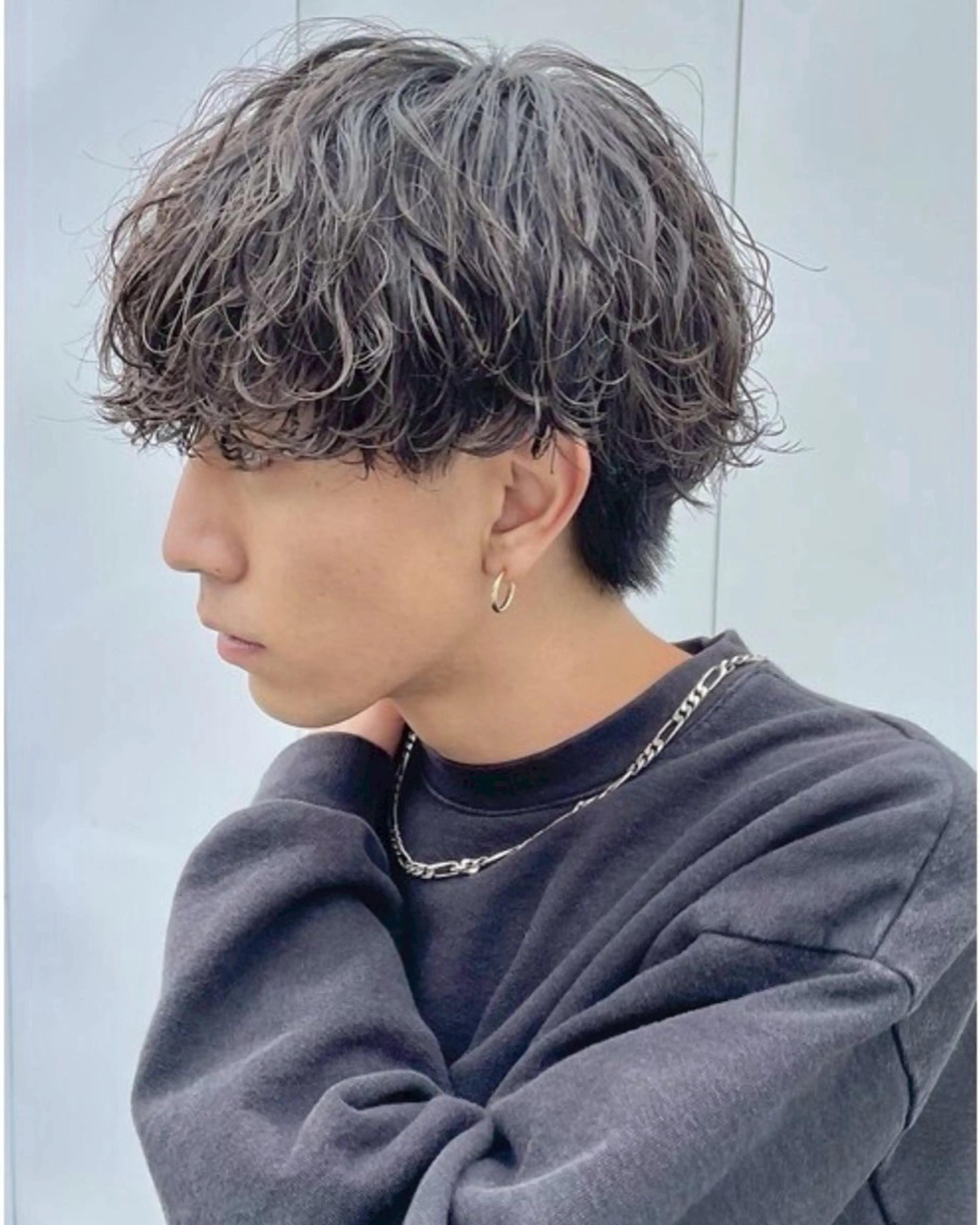 ショート パーマ メンズ 波巻きパーマ メンズウルフカット ウルフカット メンズパーマ 名古屋/水谷颯のヘアスタイル
