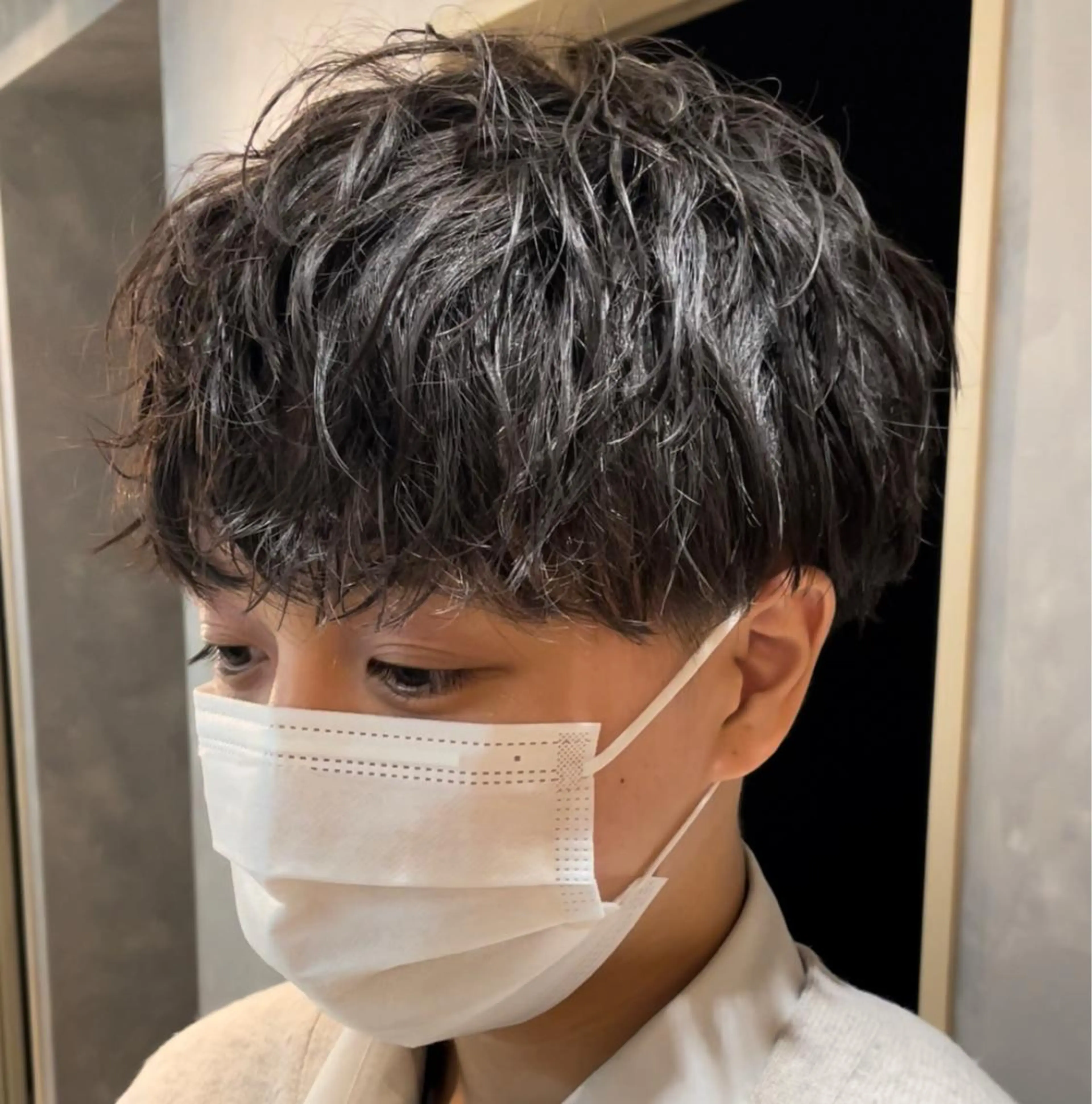 ショート パーマ カット 縮毛矯正 渋谷 メンズ 木下 仁来のヘアスタイル