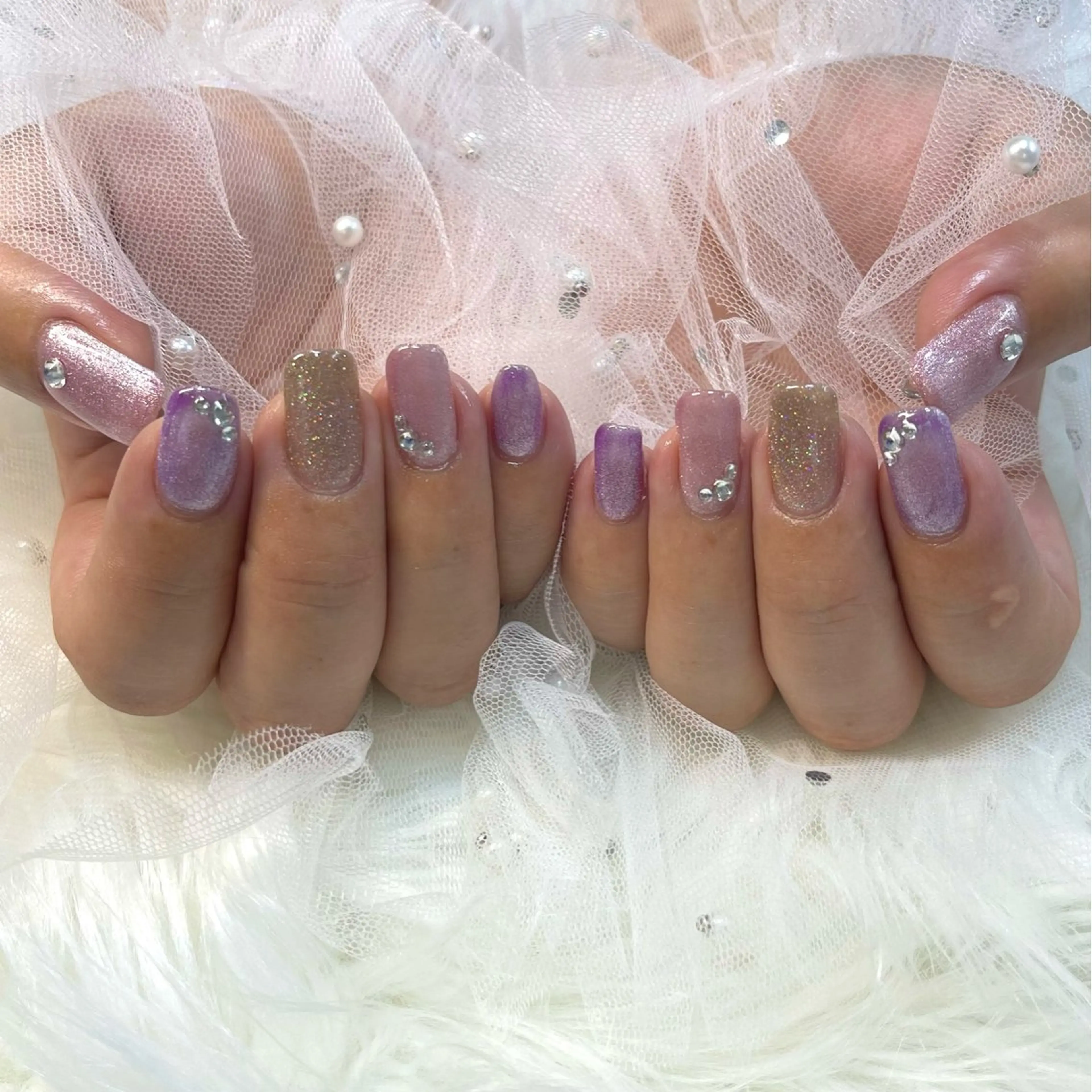 ネイル マグネットネイル ストーンネイル ハンドネイル SHINE nail salonのネイルデザイン