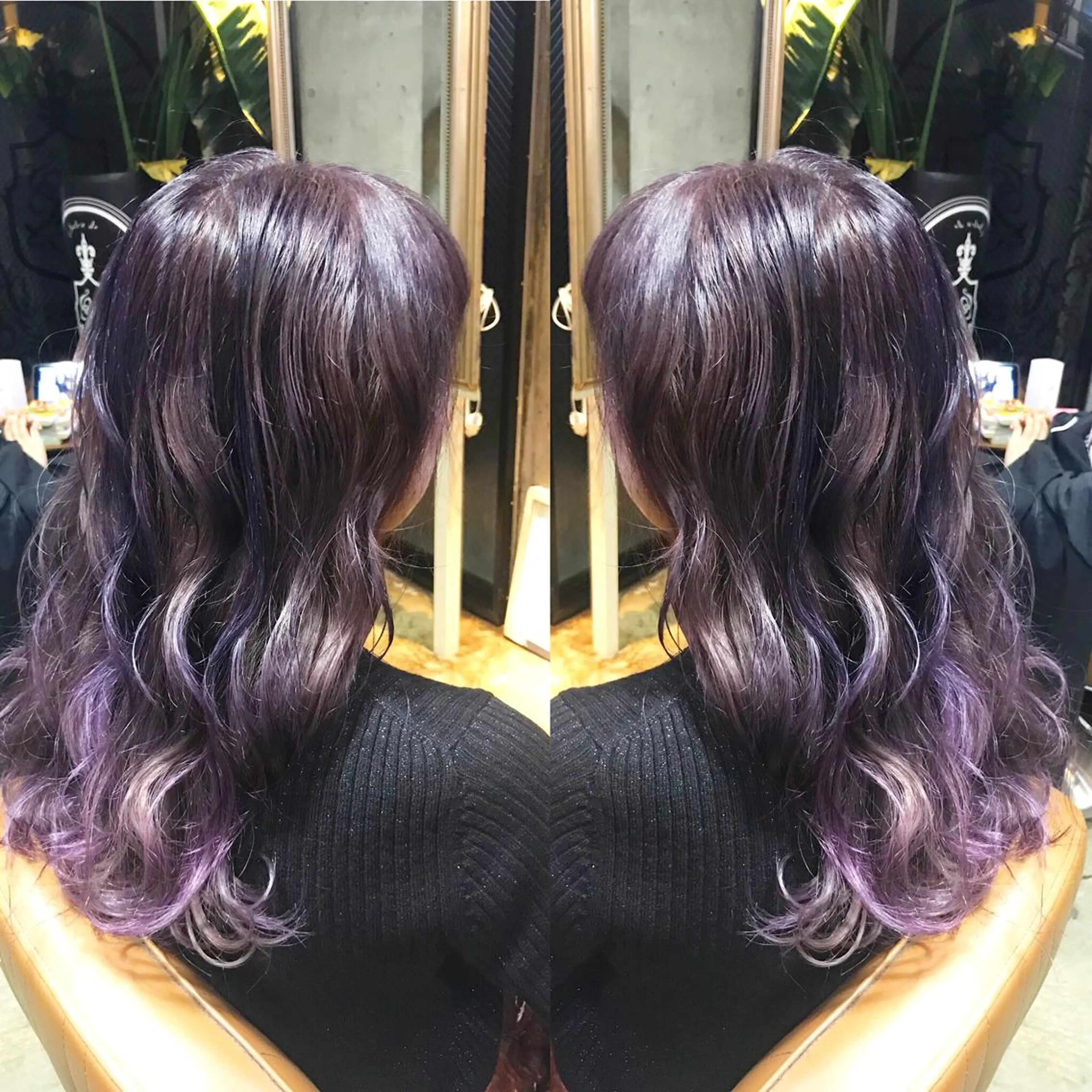 ミディアム カラー パーマ ヘアアレンジ メンズ キッズ ネイル マツエク・マツパ パープルカラー パープル サロンドミルク 原宿のヘアスタイル