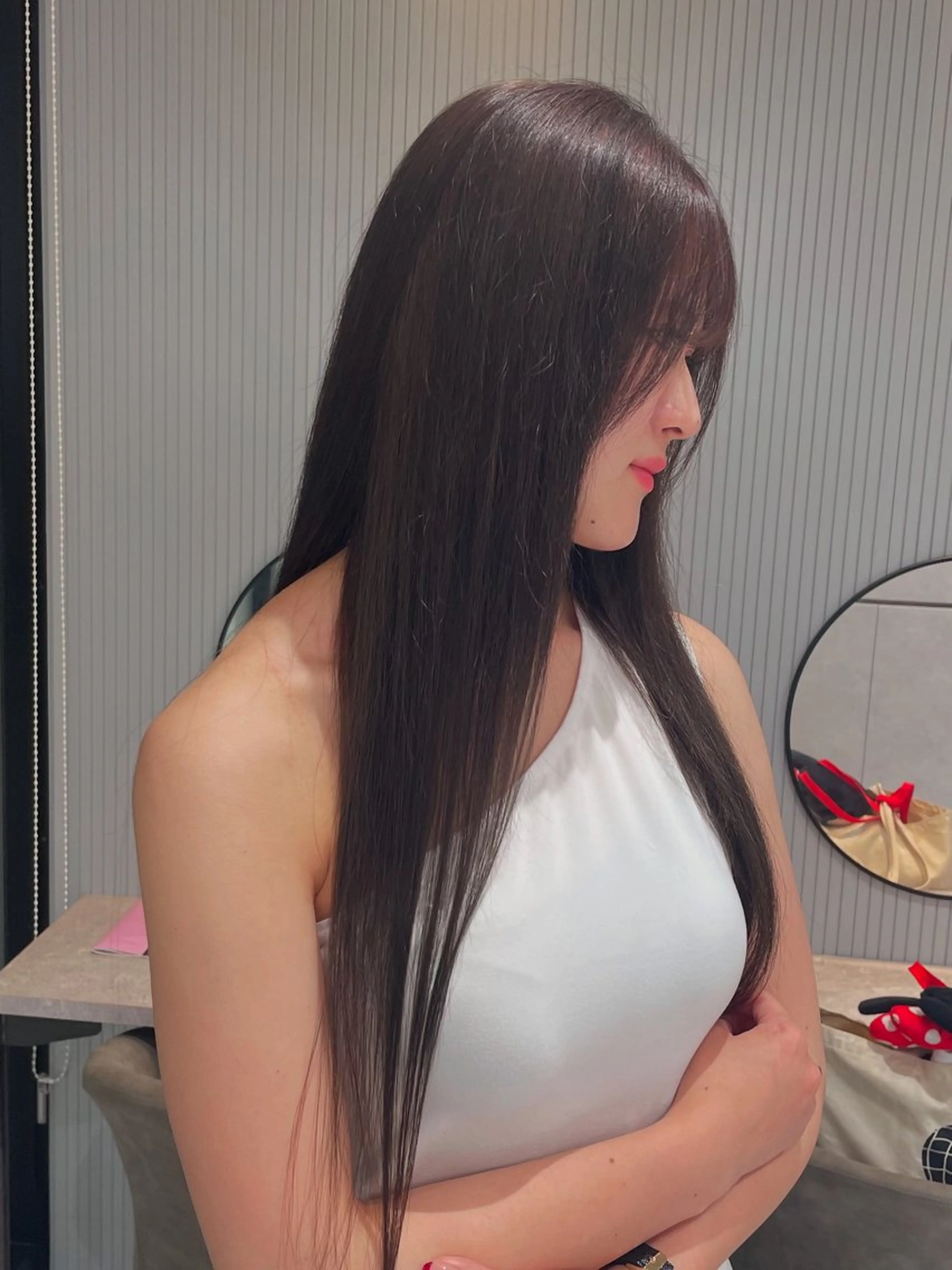 ロング カラー グレージュ ラベンダーカラー ラベンダーグレージュ ラベンダーグレー ヘアカラー 福岡美髪矯正/ KAEDEのヘアスタイル