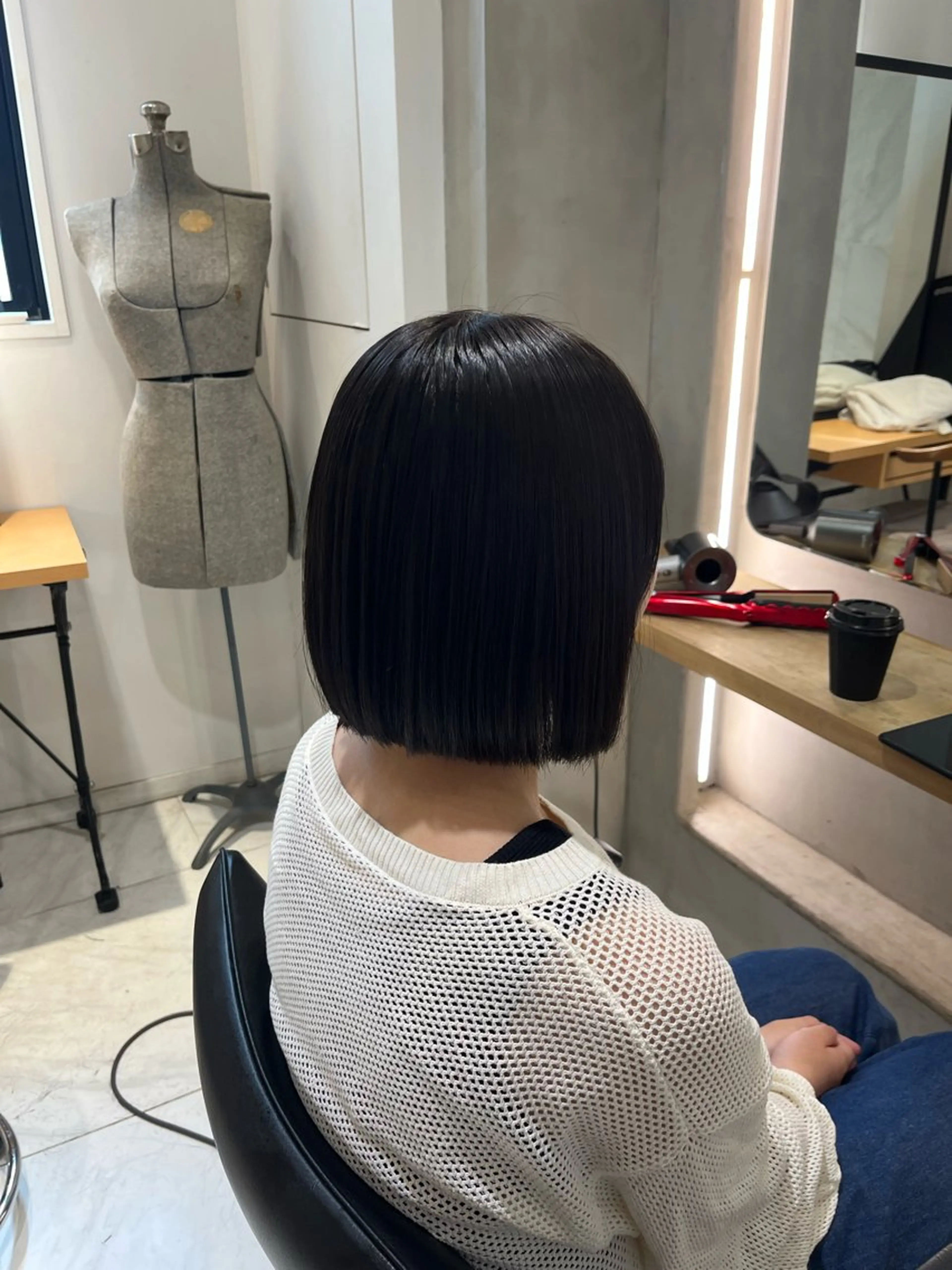 ミディアム パーマ ボブ 縮毛矯正 縮毛矯正 トリートメント ナミ🩶暗髪/暖色 ❤️/透明感/縮毛のヘアスタイル