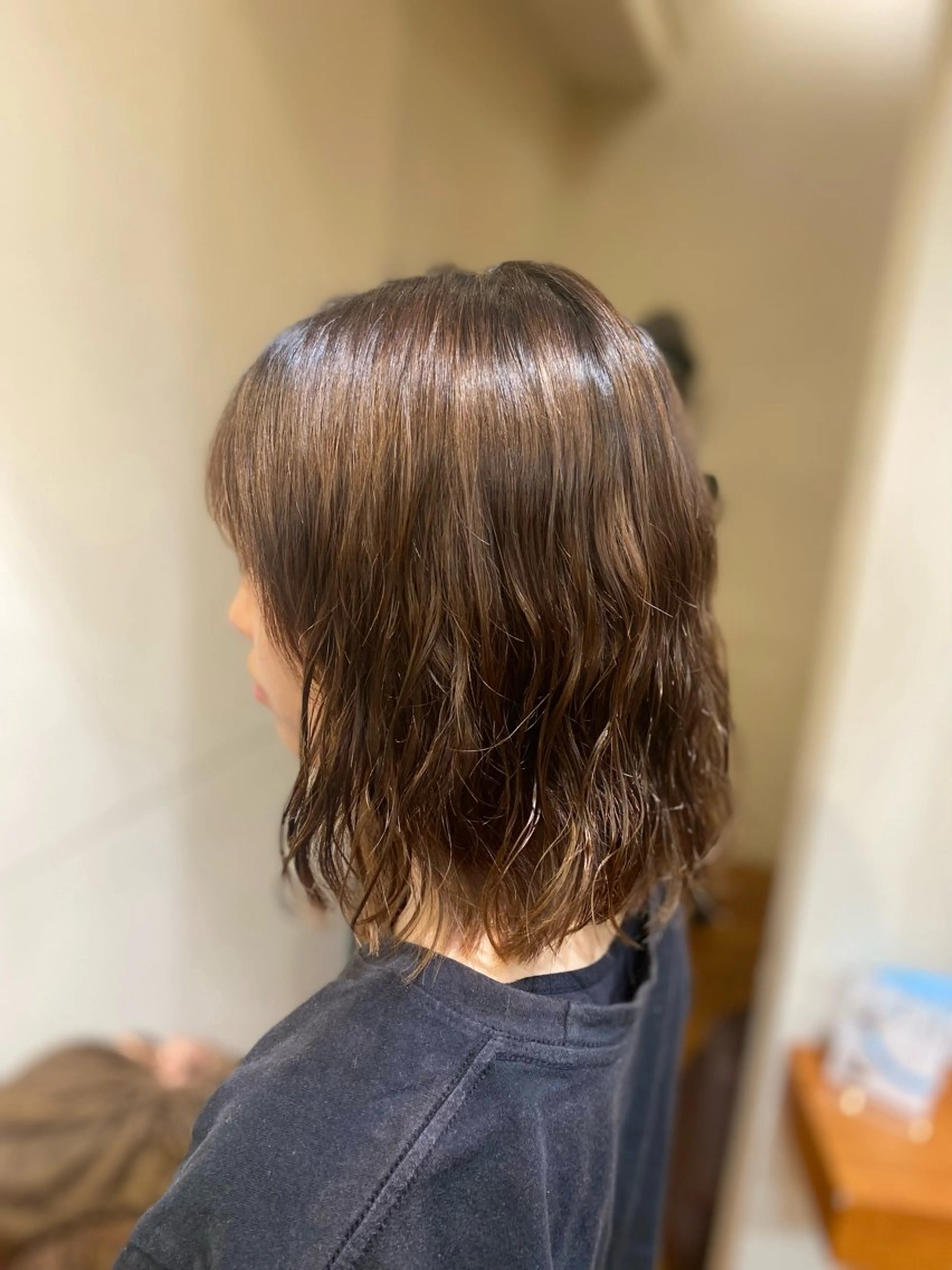 ミディアム パーマ ミディアムパーマ ボブ 長澤 しずくのヘアスタイル