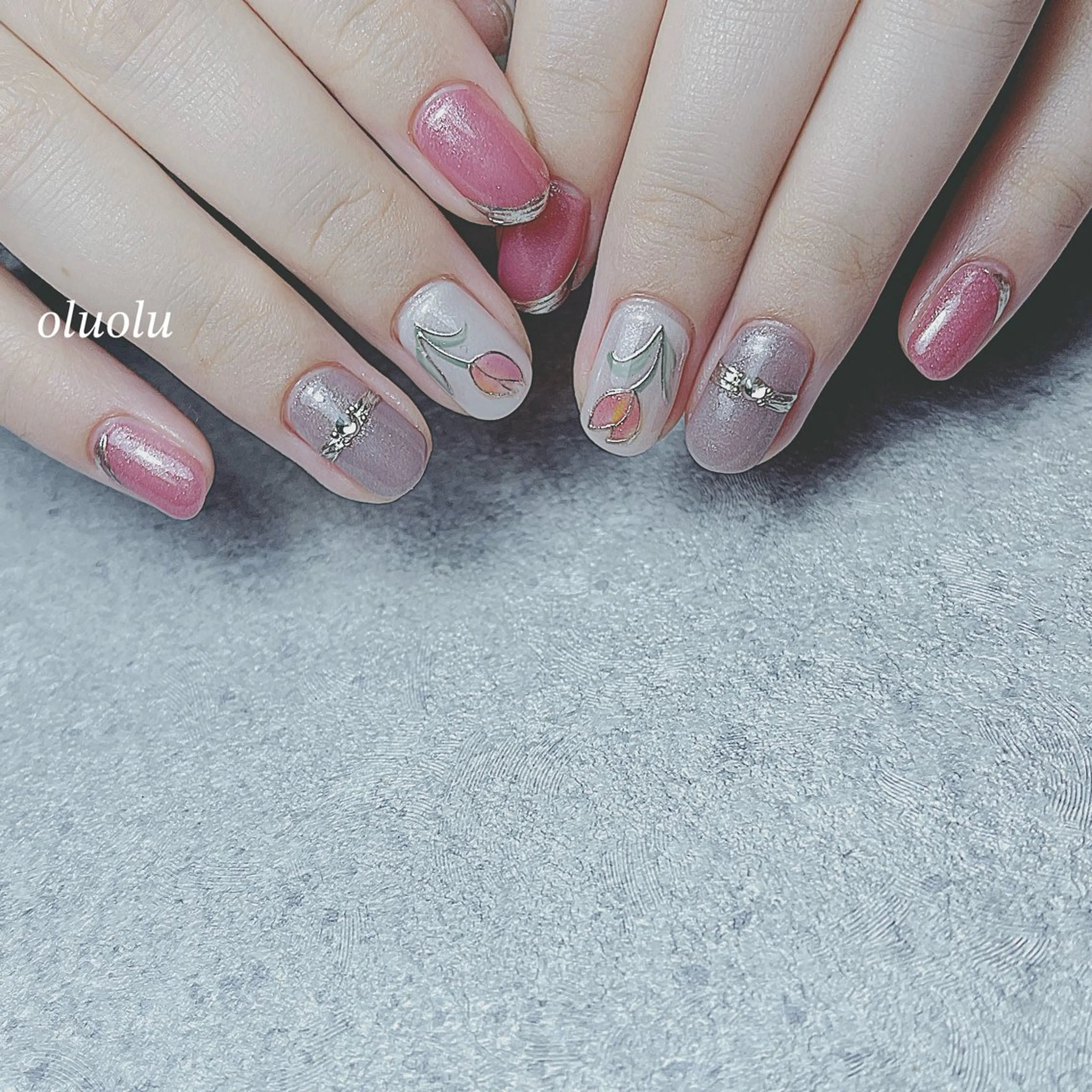 ネイル アートネイル フラワーネイル フットネイル ミラーネイル 持ち込み ハンドネイル 大村 紬華のネイルデザイン