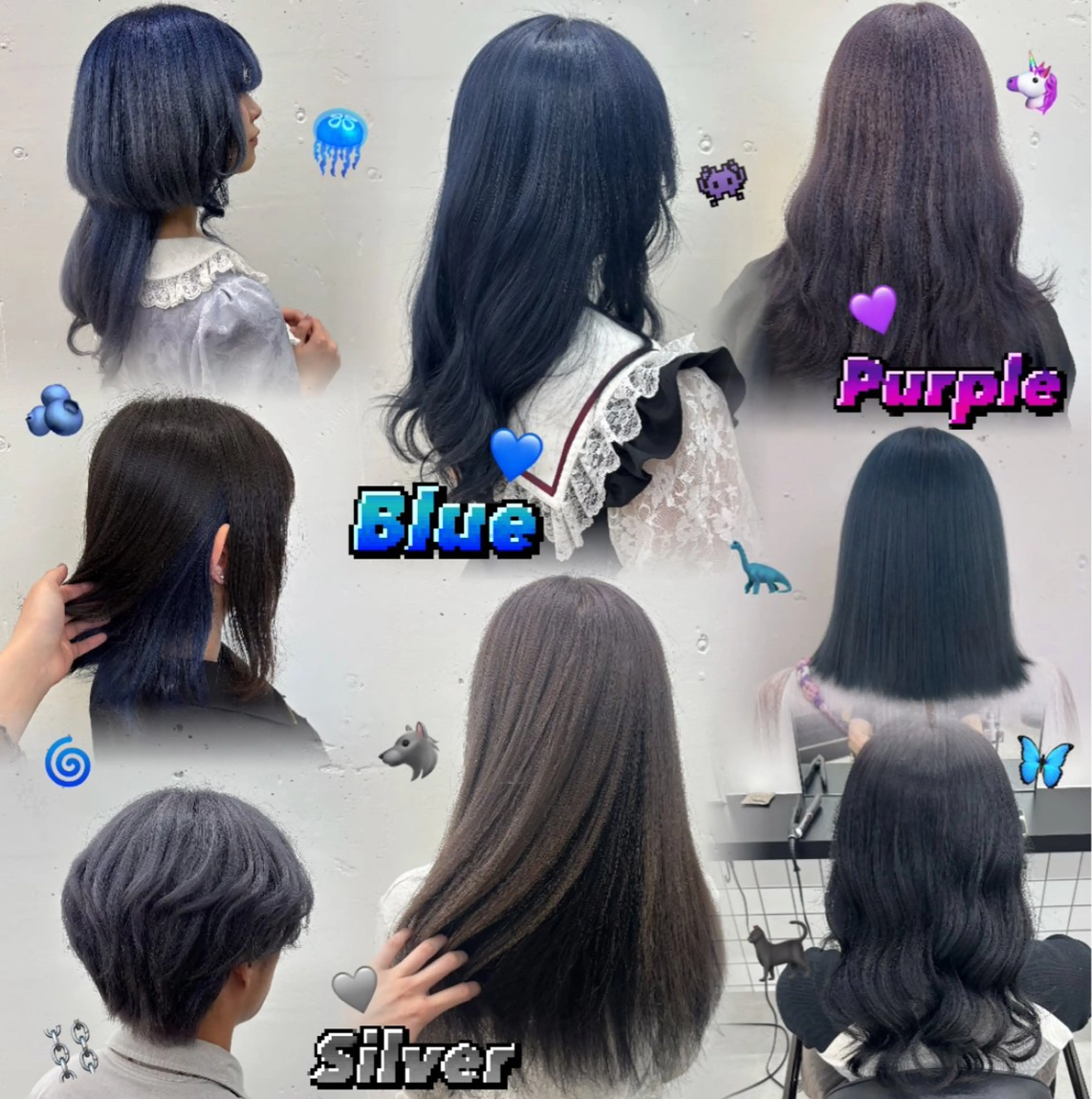 ロング カラー 黒髪 ブリーチ ブルーカラー ブルーブラック グラデーションカラー 🌼あいり🌼 JILLSTUDIOのヘアスタイル