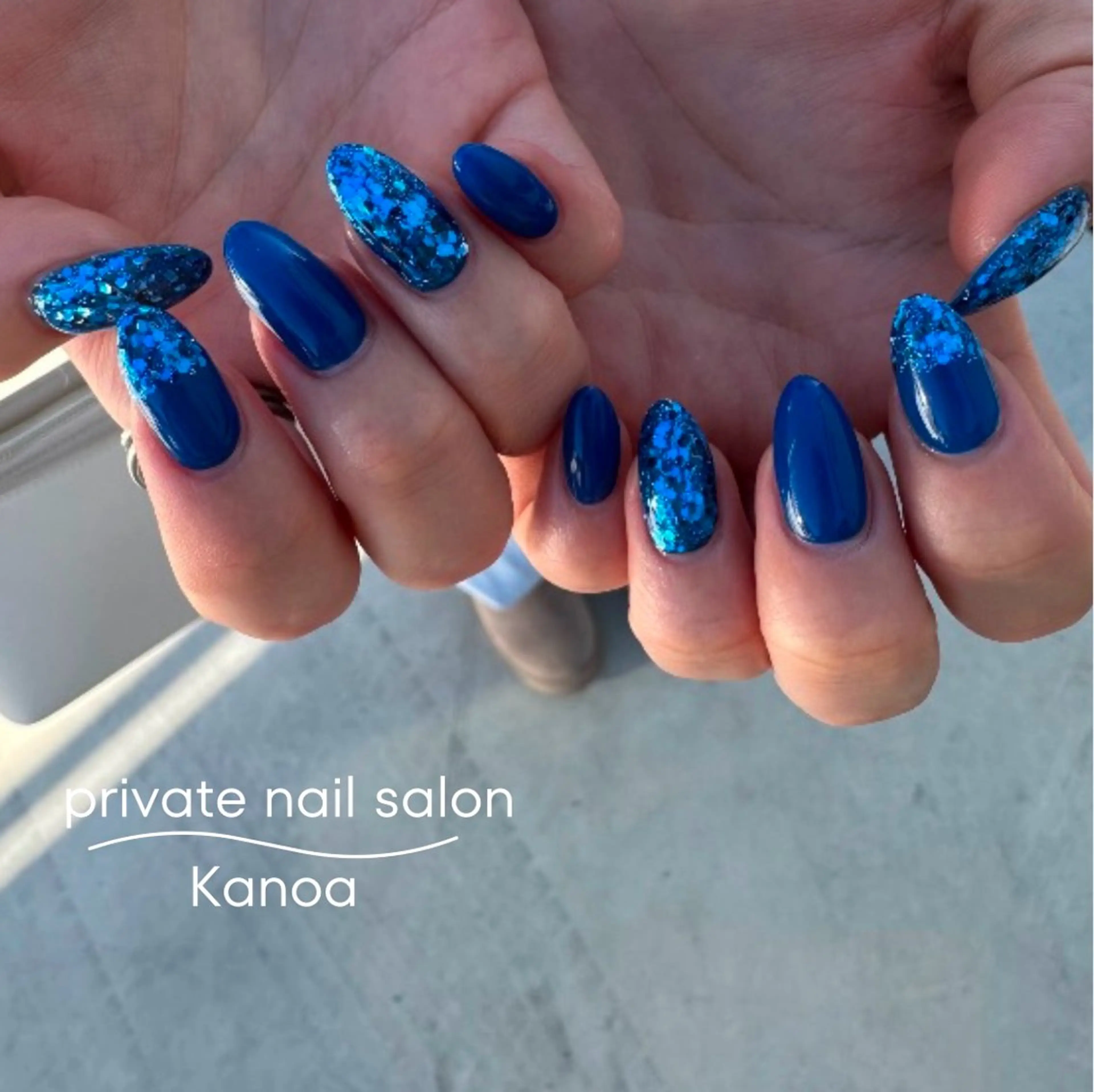 ネイル ブルー ワンカラーネイル ハンドネイル megu_ kanoanailのネイルデザイン