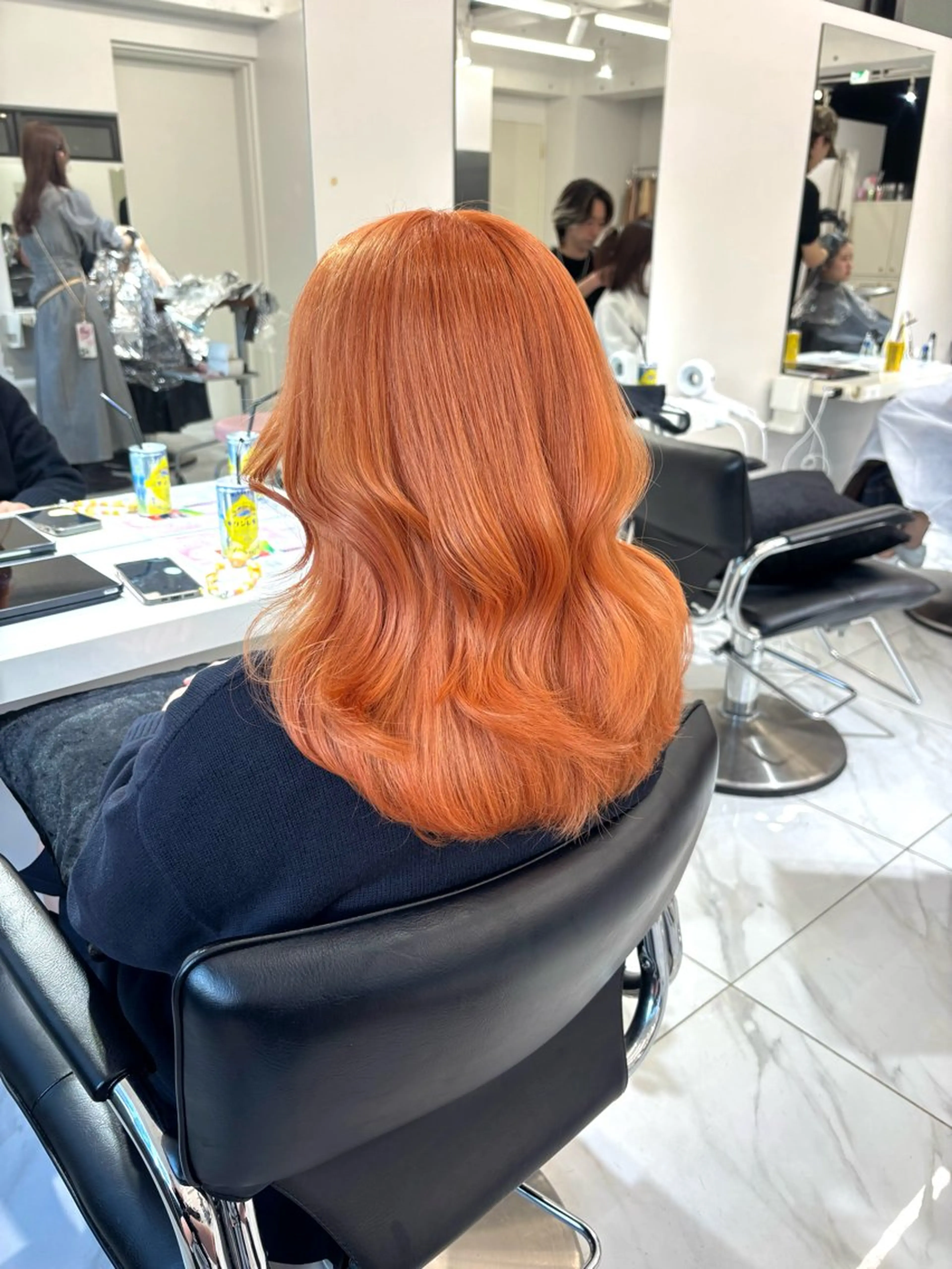 ミディアム カラー ブリーチ オレンジ ヘアカラー 🩶大人韓国ヘア 渋谷/Satsukiのヘアスタイル