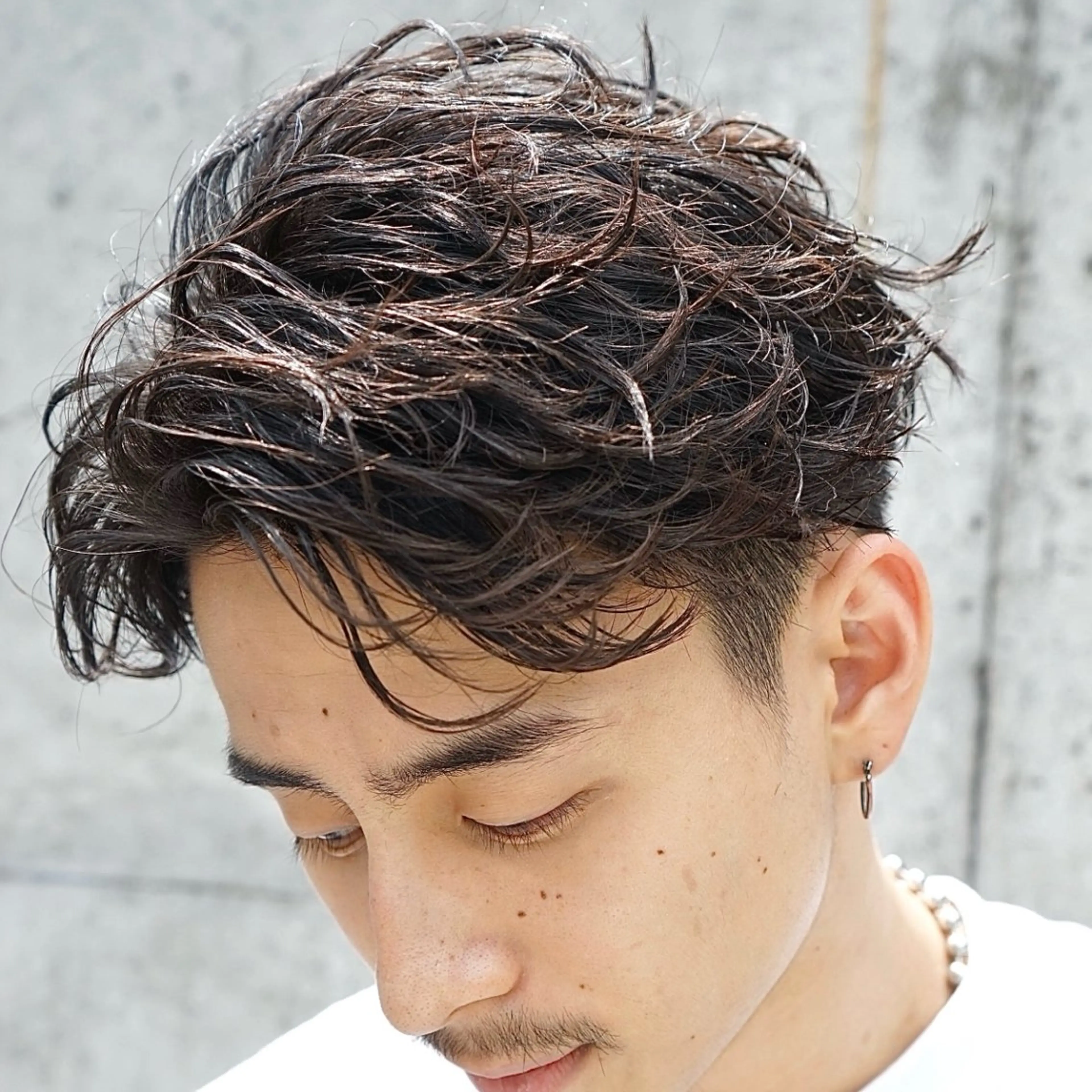 ミディアム パーマ ヘアアレンジ メンズ カット パーマ fifth 石川 凪のヘアスタイル