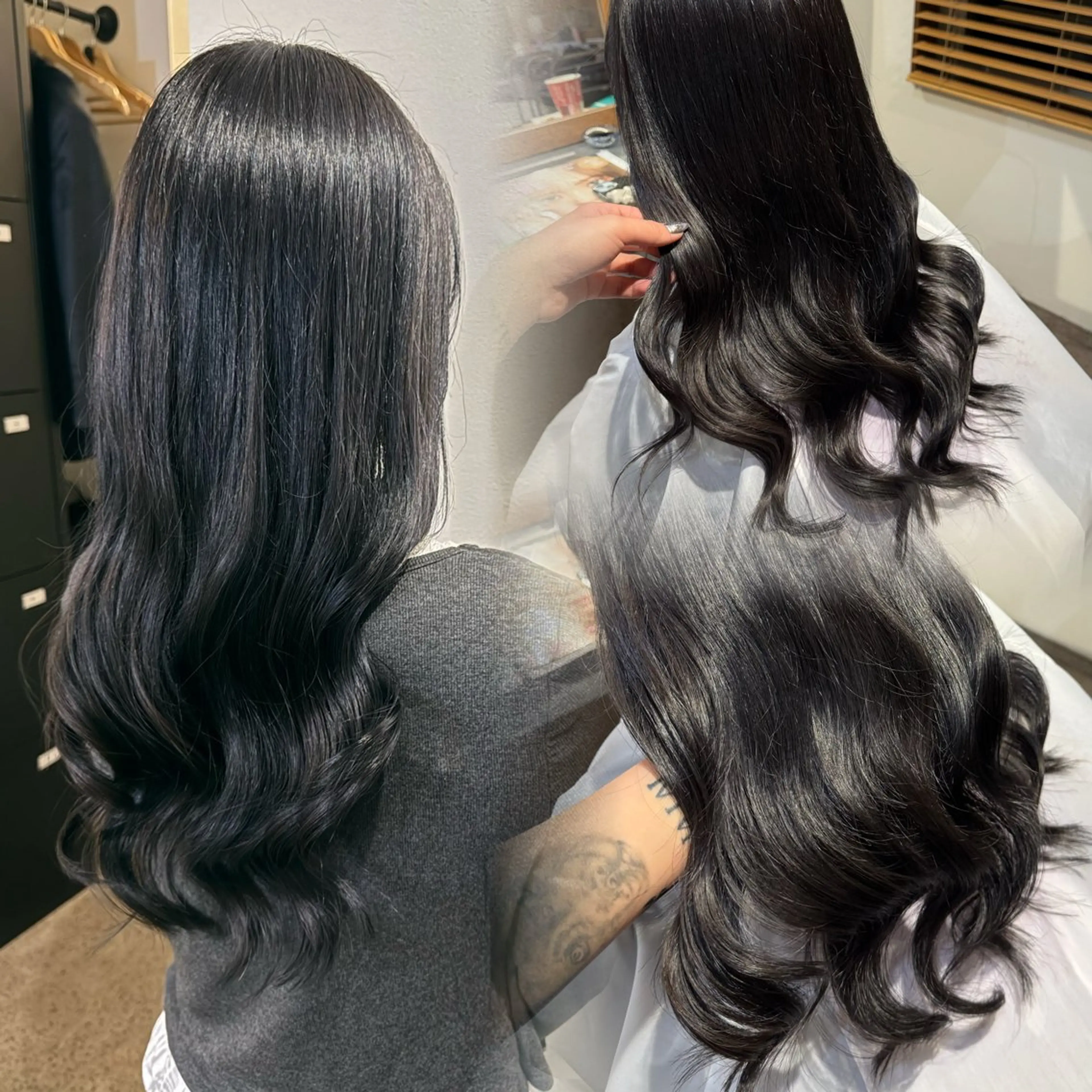 カラー 黒髪 ブルーカラー ブルーブラック 明 (めい)のヘアスタイル