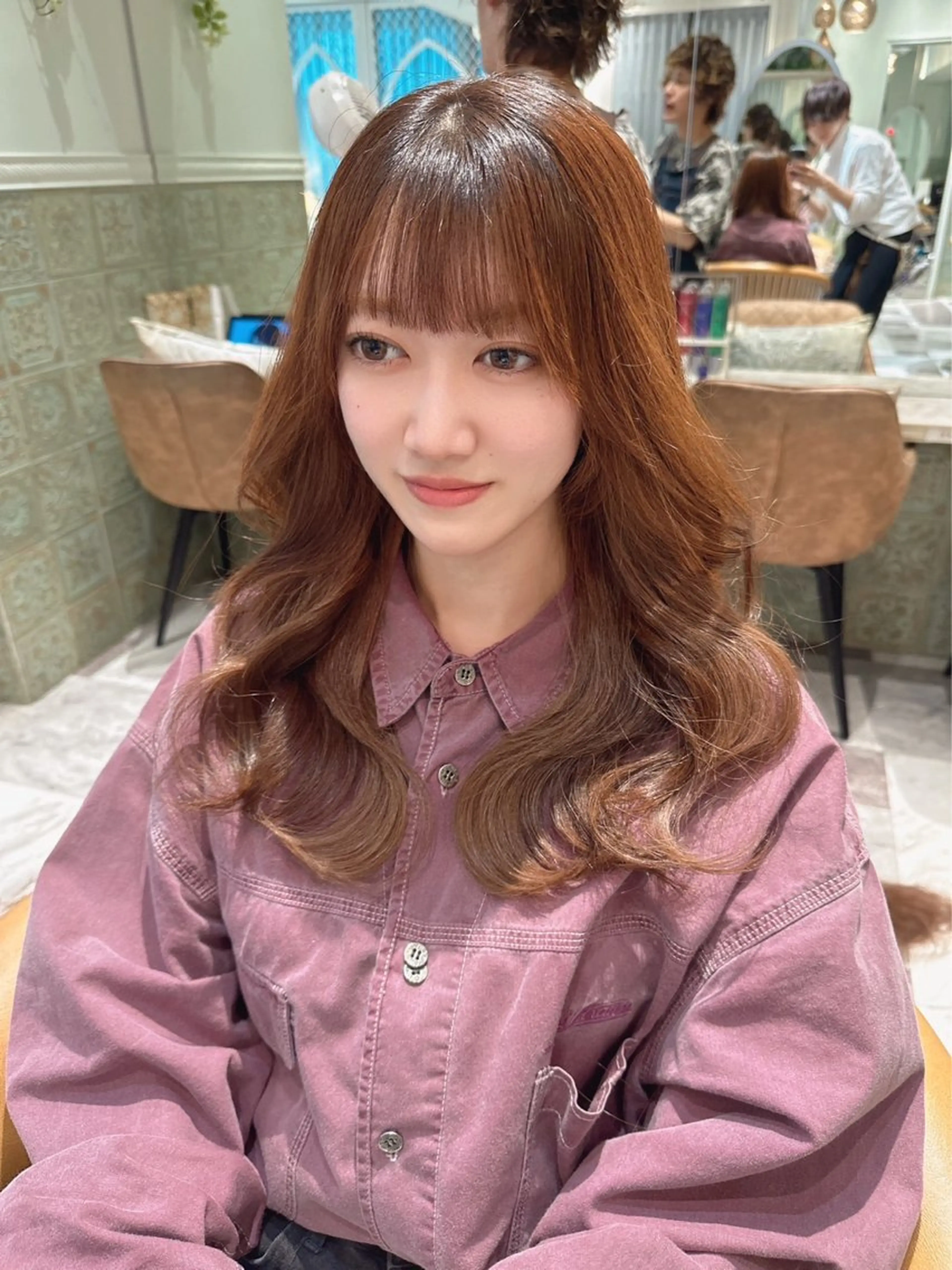 セミロング カラー ベージュカラー 黒髪 ブリーチ ブルーカラー ブルーブラック カット ヘアカラー トリートメント 木屋元一/透明感 /前髪/レイヤーのヘアスタイル