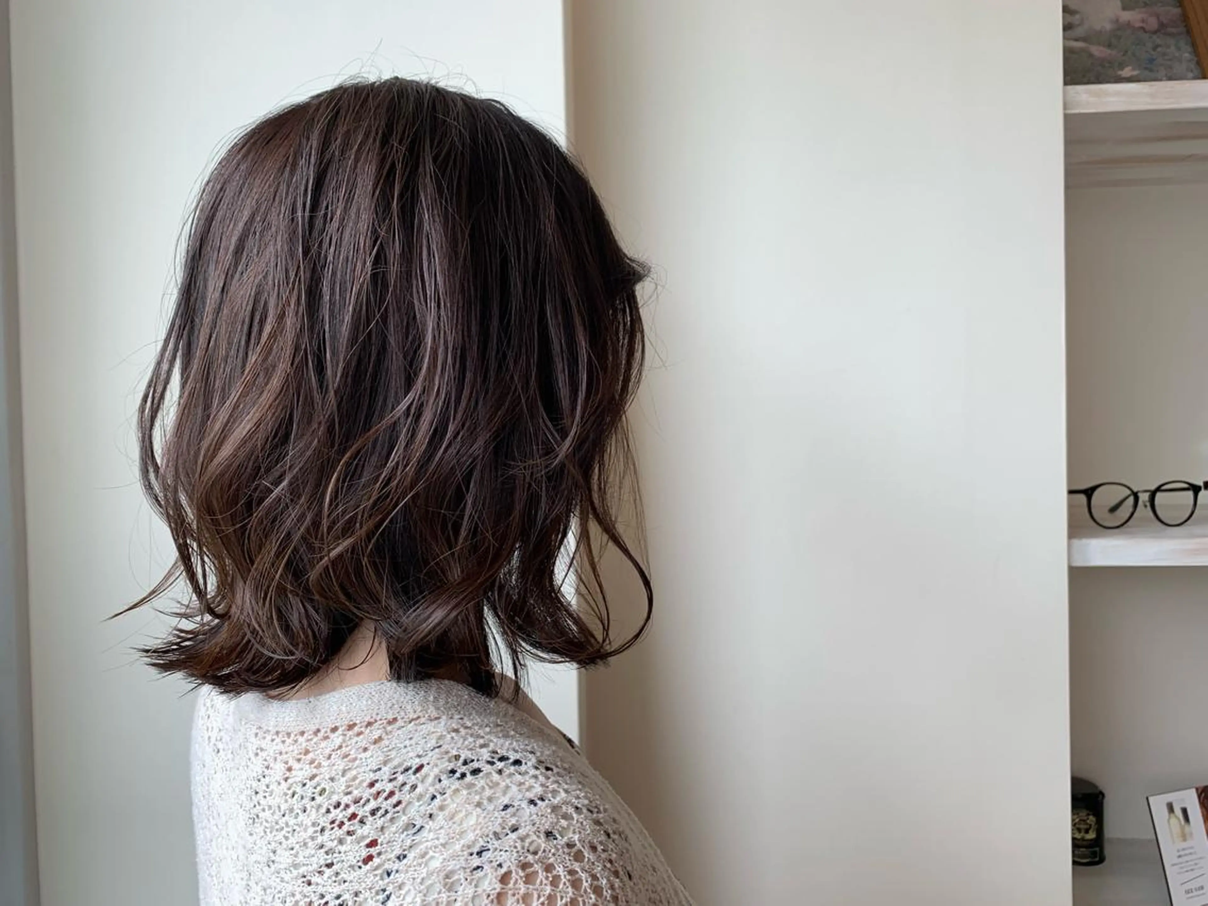 ミディアム カラー ブルーカラー ブルージュ ボブウルフ／ボブ Satsuki【名駅のヘアスタイル