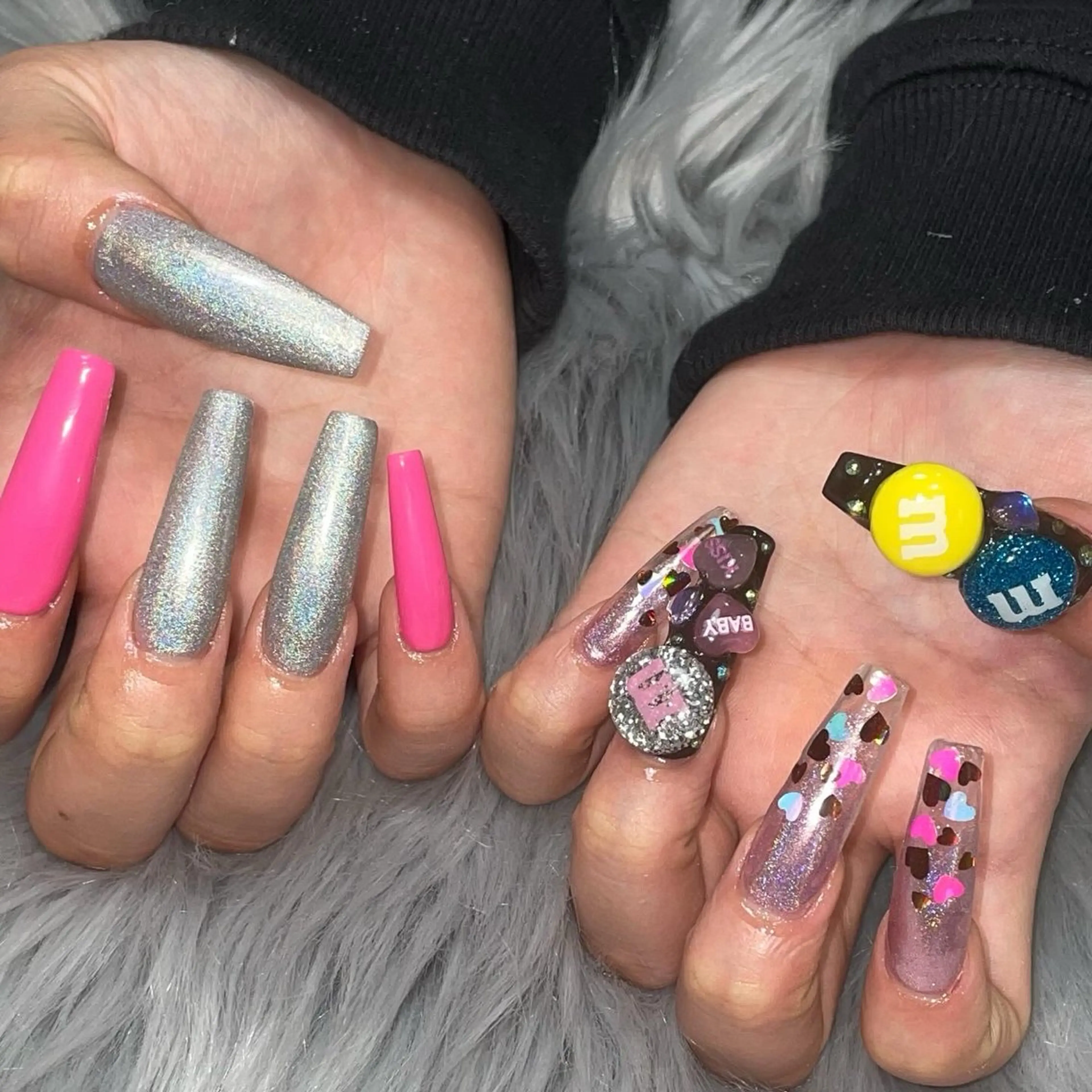 ネイル 長さ出し ラメ(グリッター) RICO NAIL所属・RICO Nail パーツつけ放題🌈のネイルデザイン