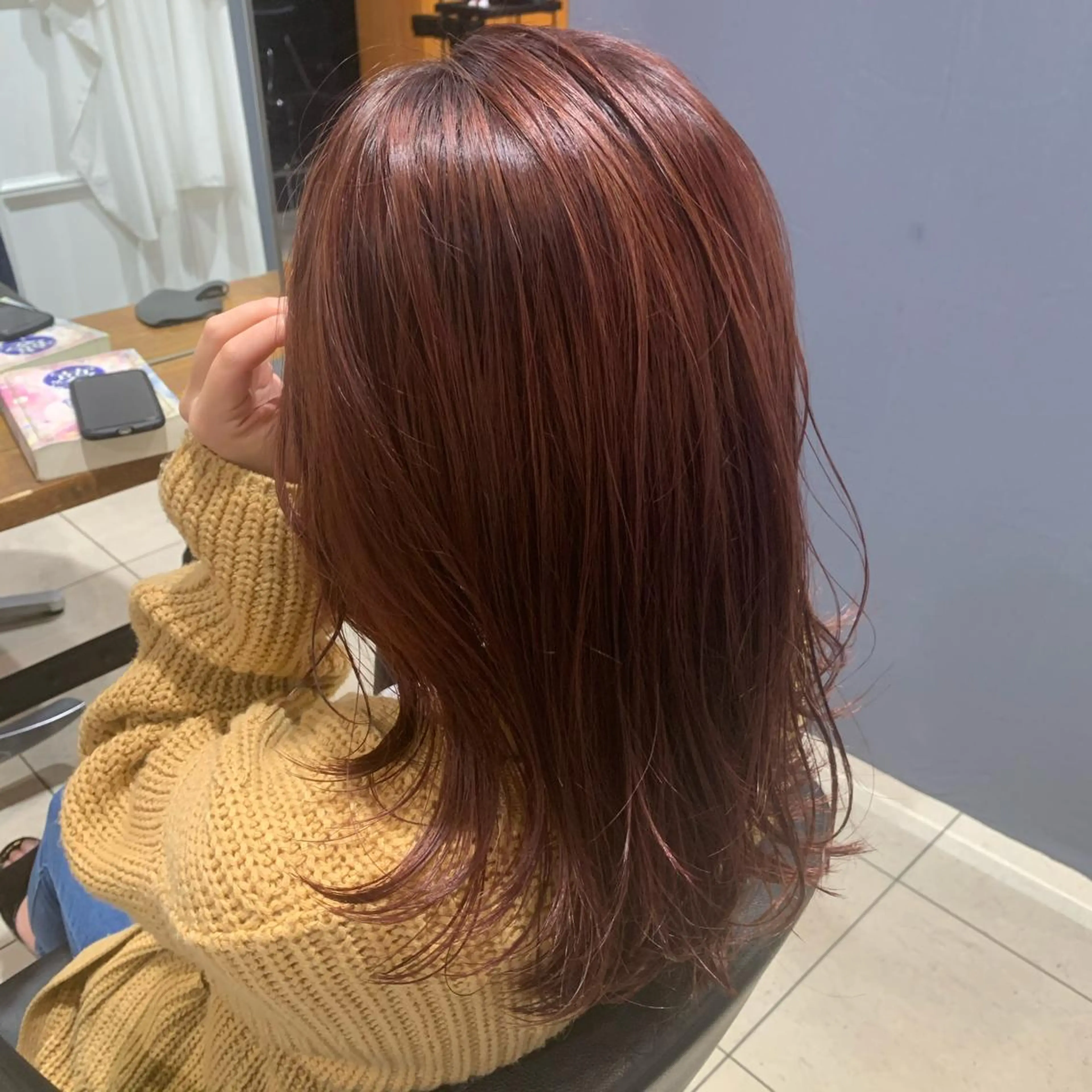 セミロング カラー 髪質改善カラー&TR 縮毛矯正/弱酸性矯正のヘアスタイル