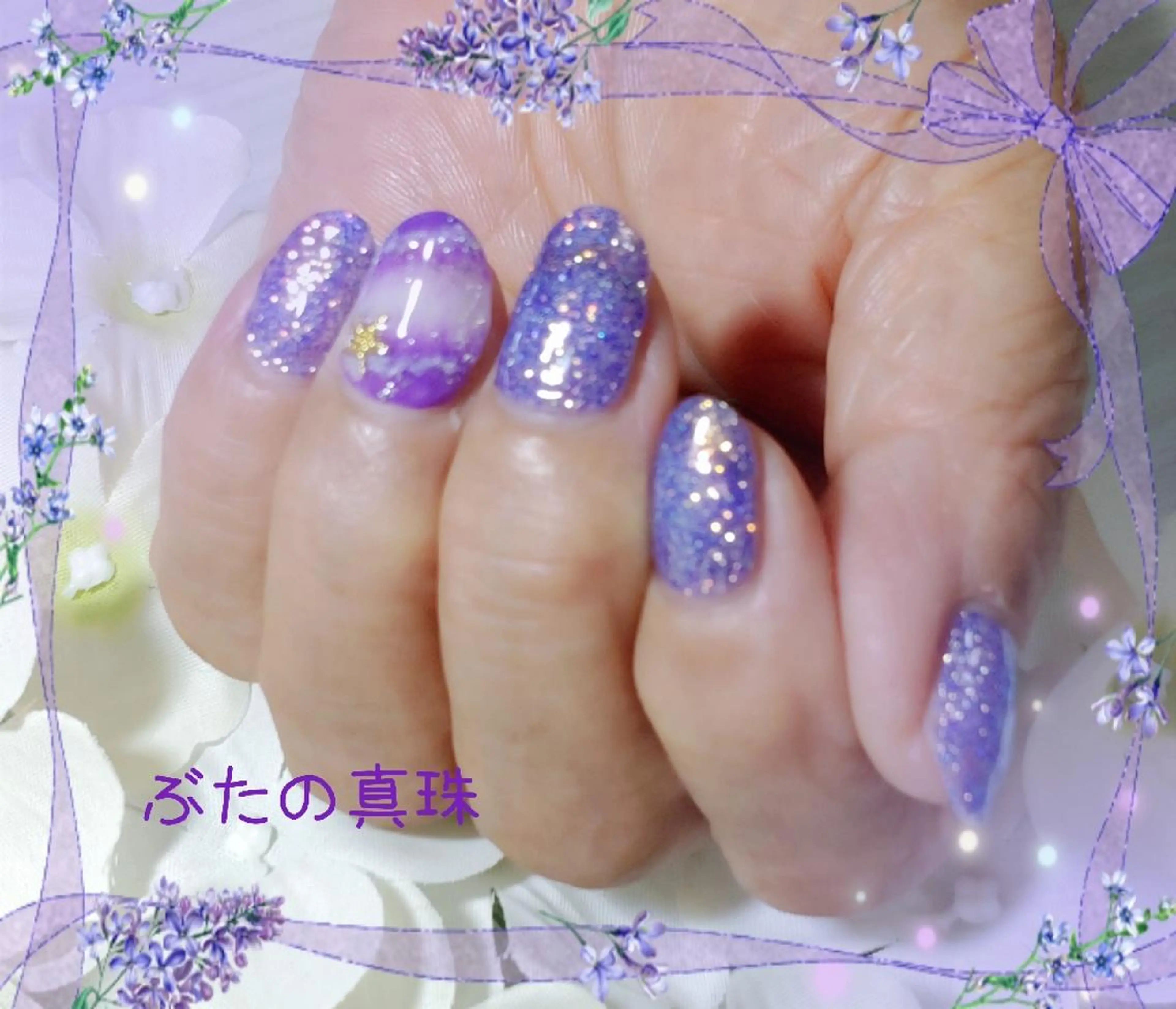 ネイル ラメ(グリッター) ハンドネイル 林 珠里のネイルデザイン