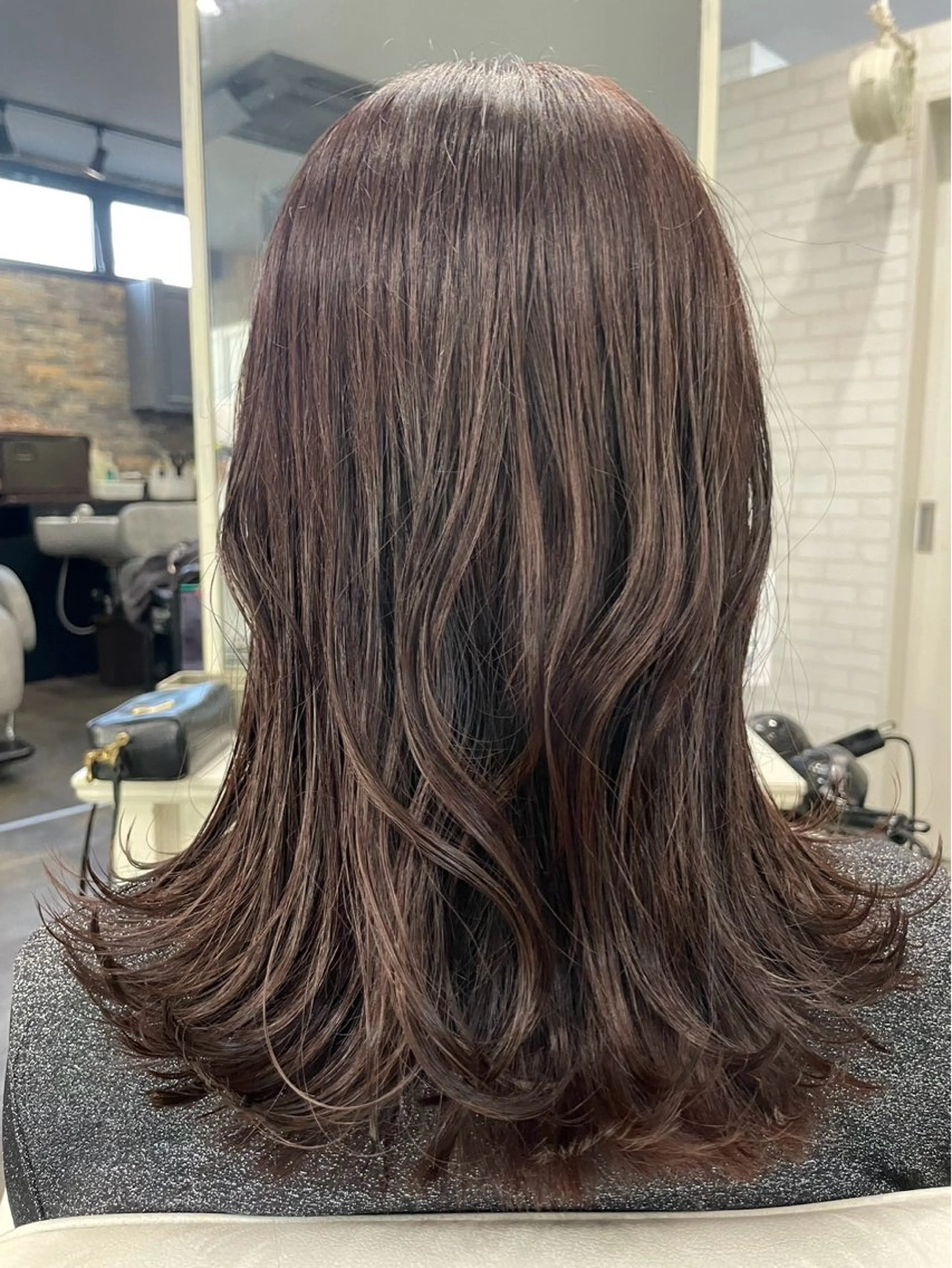 ミディアム ボブレイヤー ミディアムパーマ ミストバング ボブ ハイライト 髪質改善/縮毛矯正/ 美髪/個室/ハラのヘアスタイル