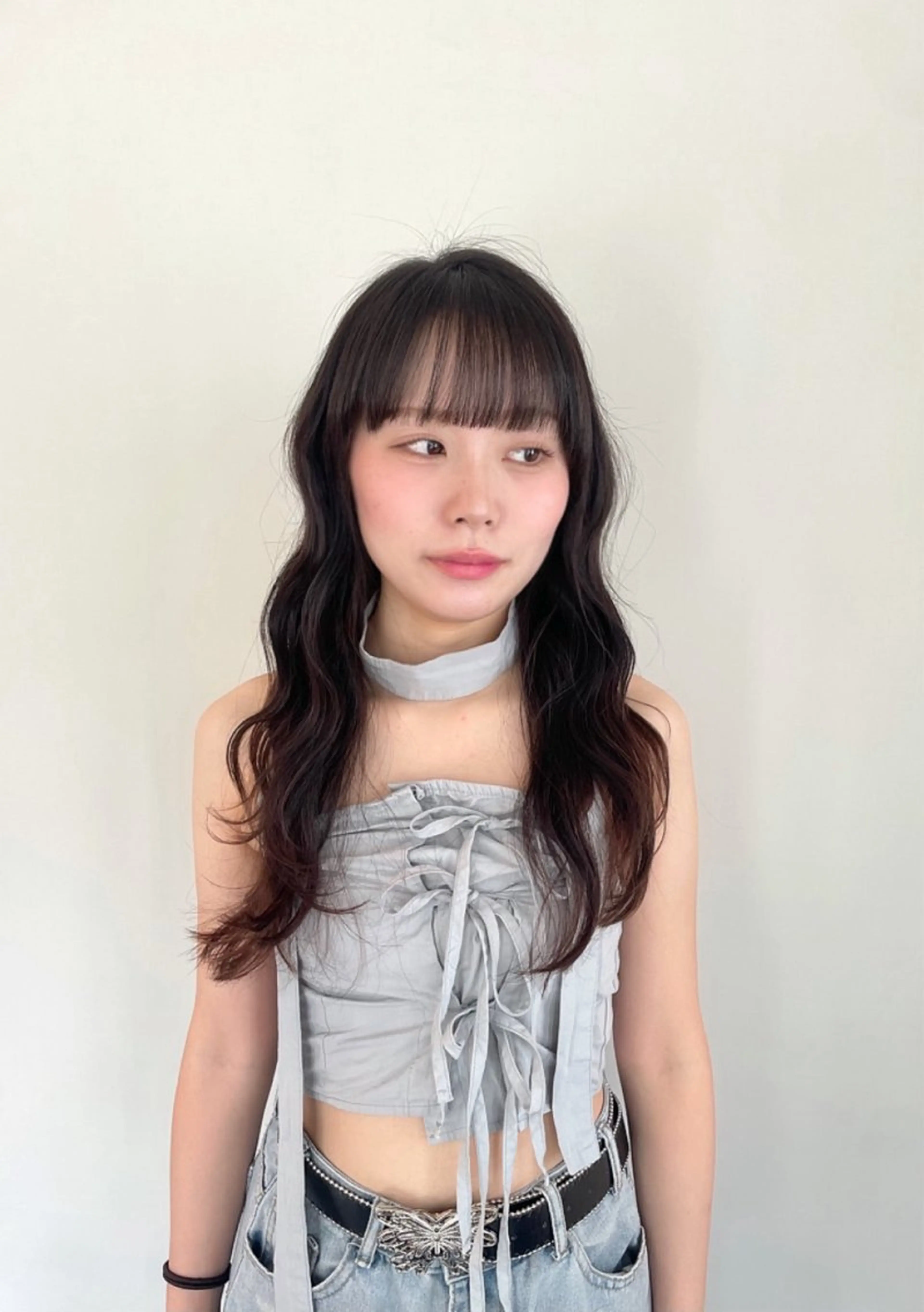 ロング ヘアアレンジ ハッシュカット 韓国風ヘア レイヤーカット 韓国ナチュラル・ ベージュ/落合夏希のヘアスタイル