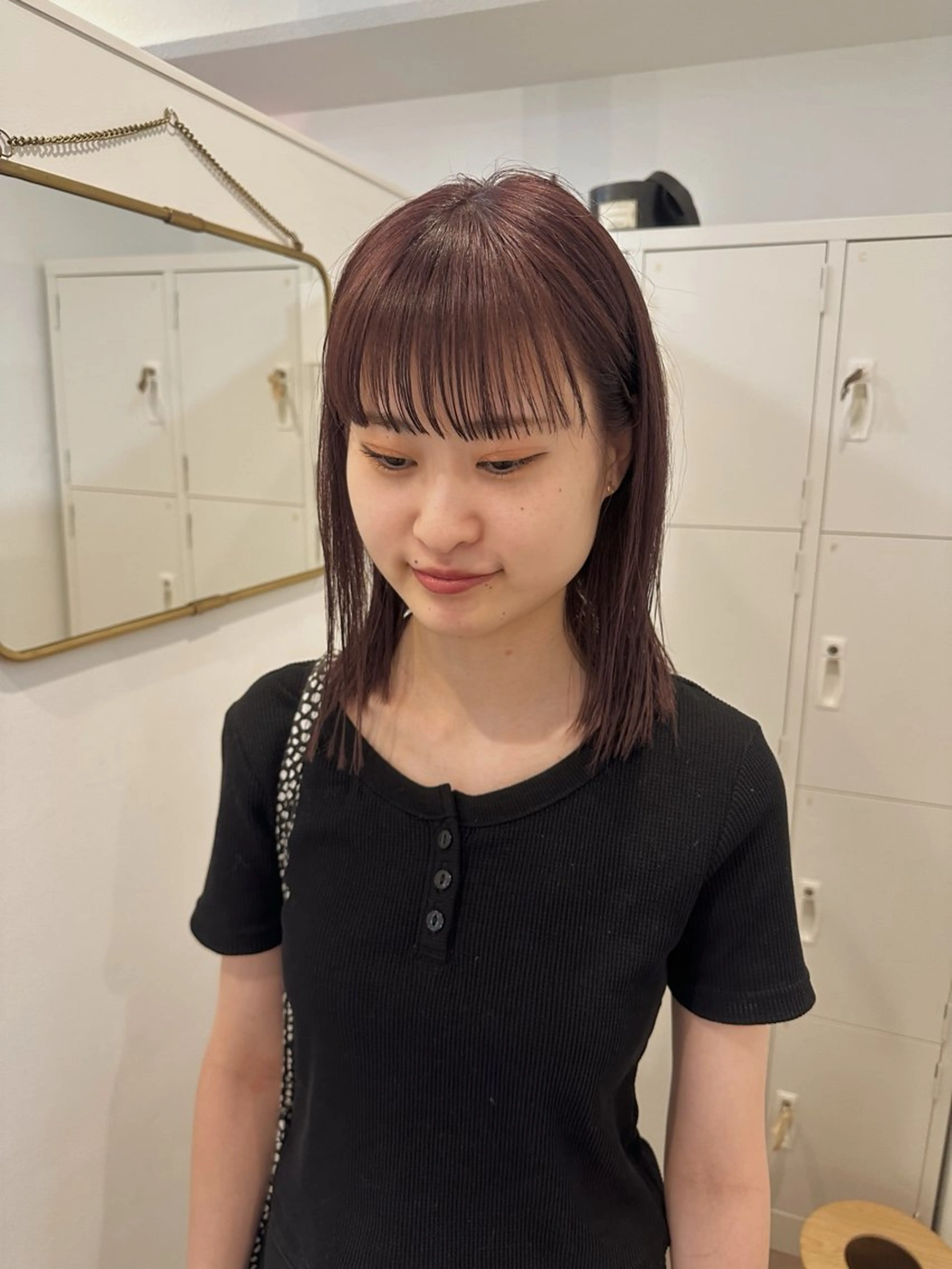 ロング カラー ボルドーカラー カット ヘアカラー トリートメント 梅田/ベージュ レイヤー/ヌマタのヘアスタイル