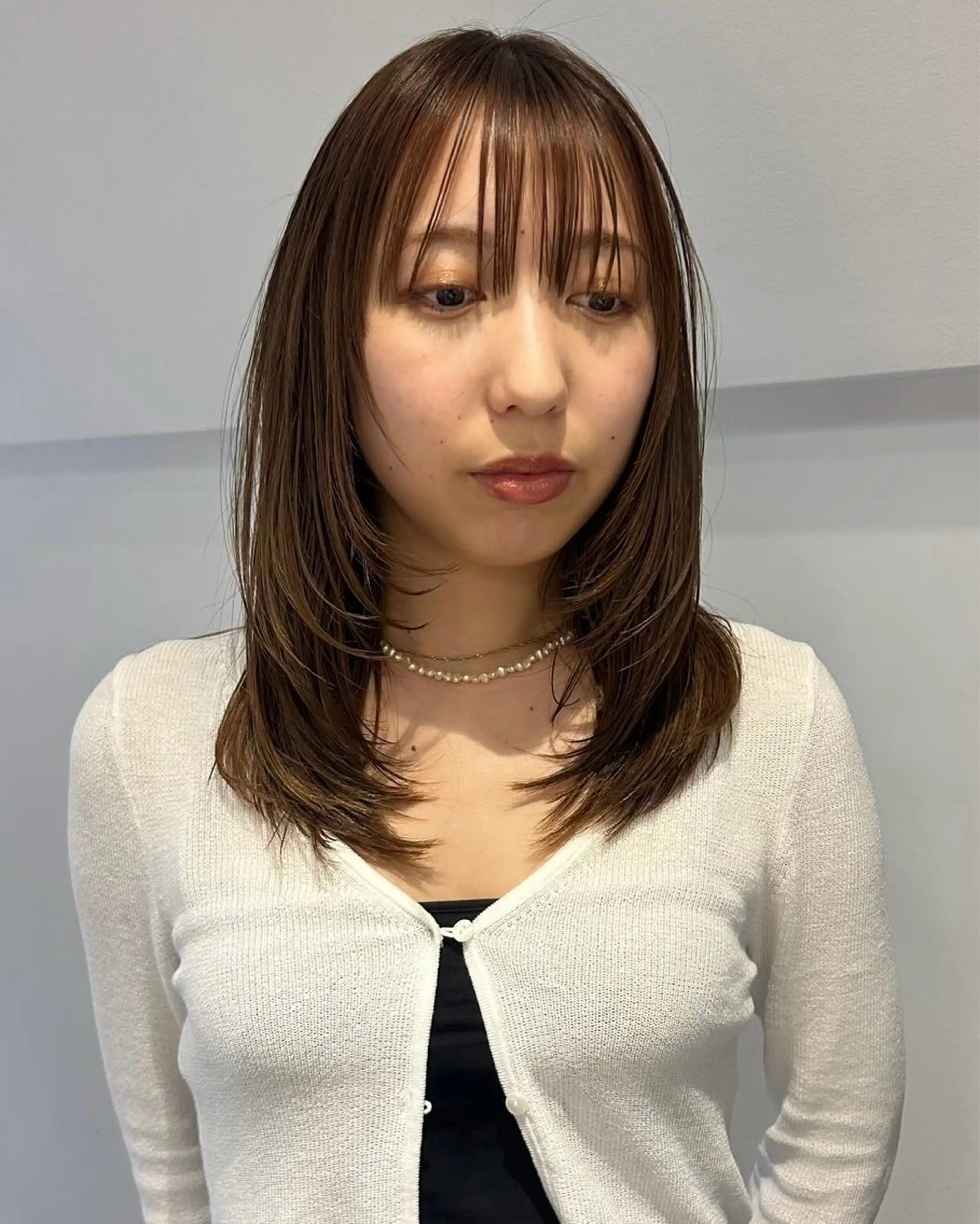 ミディアム カラー パーマ メンズ カット ヘアカラー レイヤー/透明感/ ブリーチなし/わかなのヘアスタイル