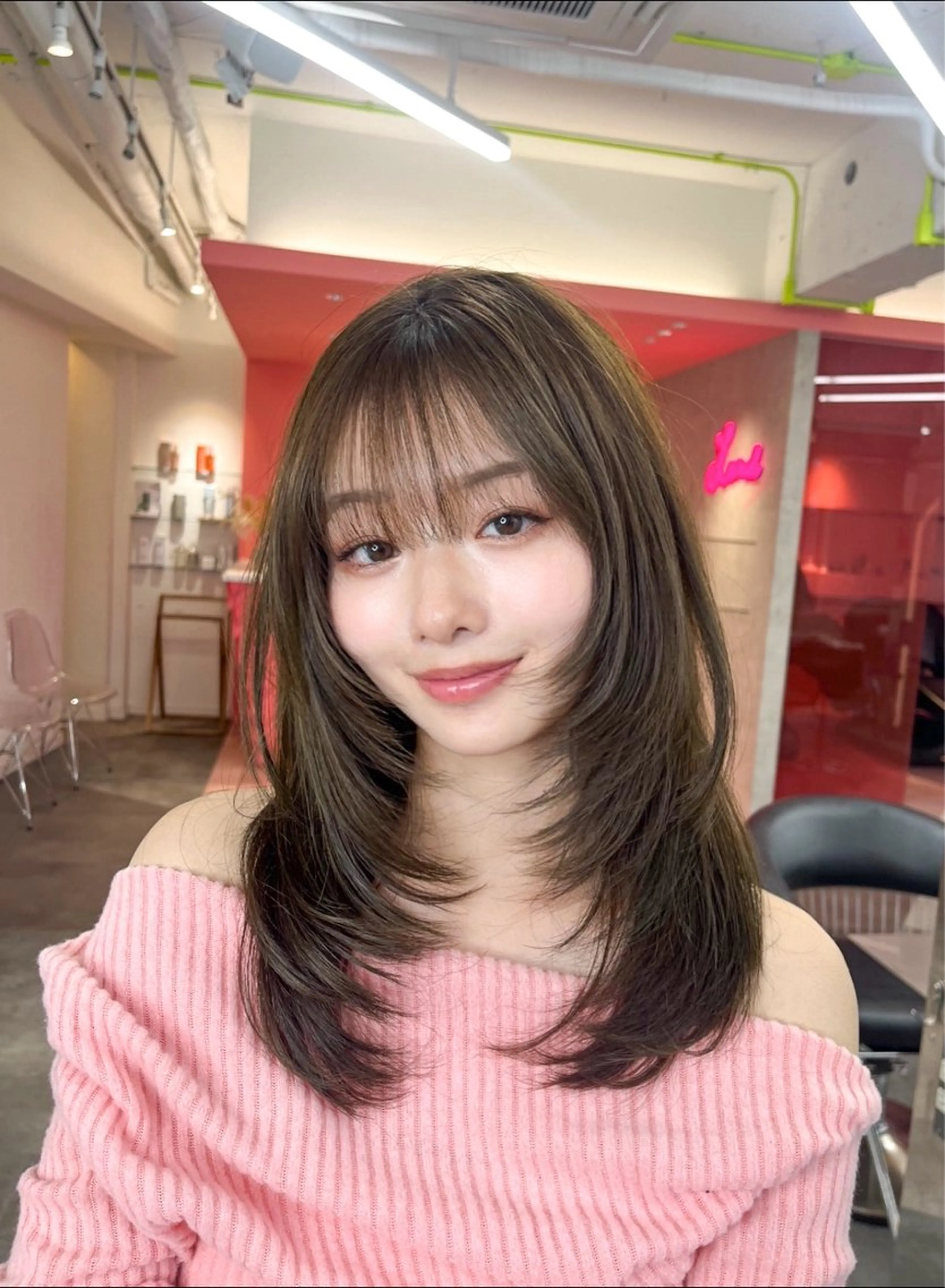 ミディアム 山崎/ボブ縮毛矯正 レイヤー髪質改善のヘアスタイル