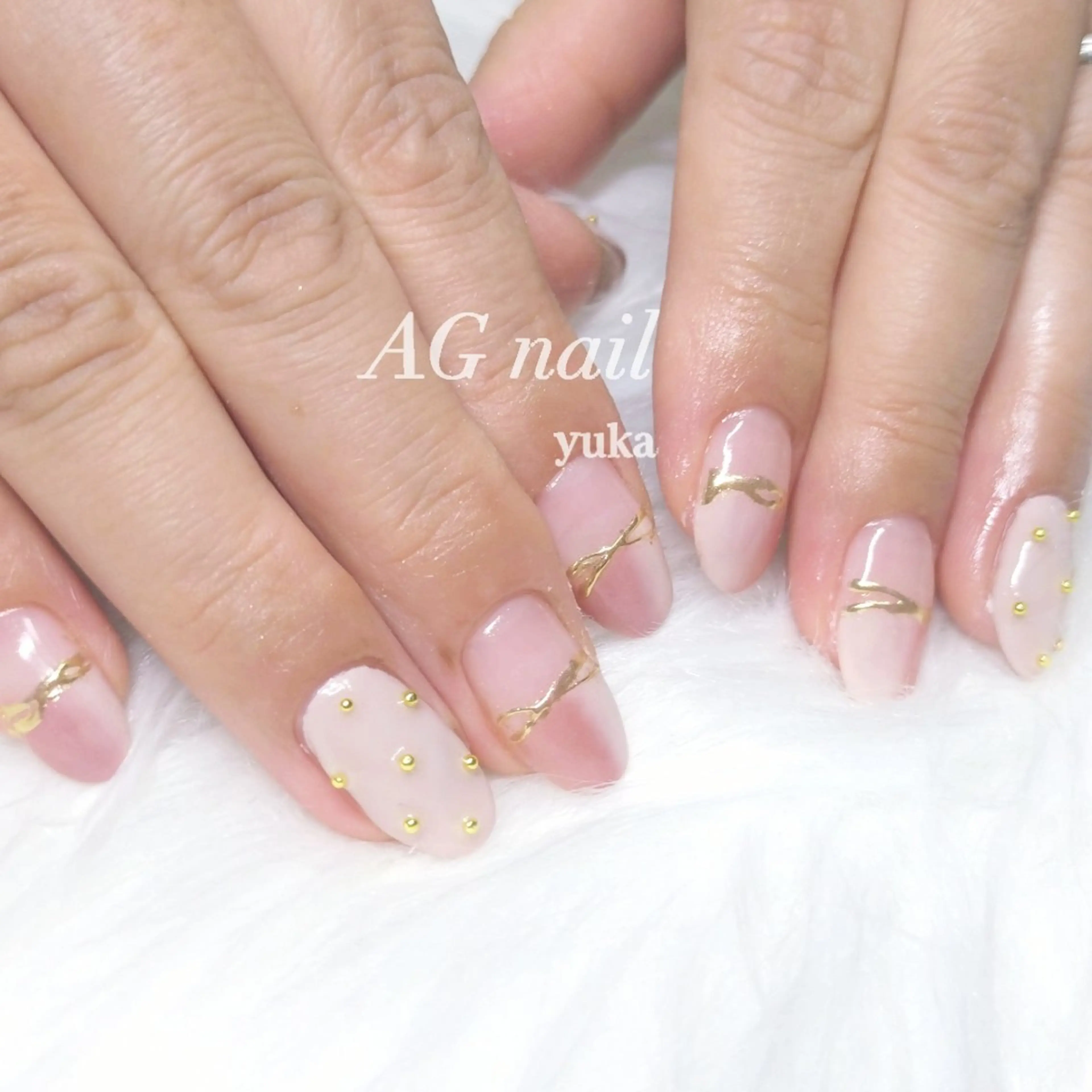 ネイル グラデーション ミラーネイル ピンク ハンドネイル AGnail 富永  /オフ込みフィルインのネイルデザイン