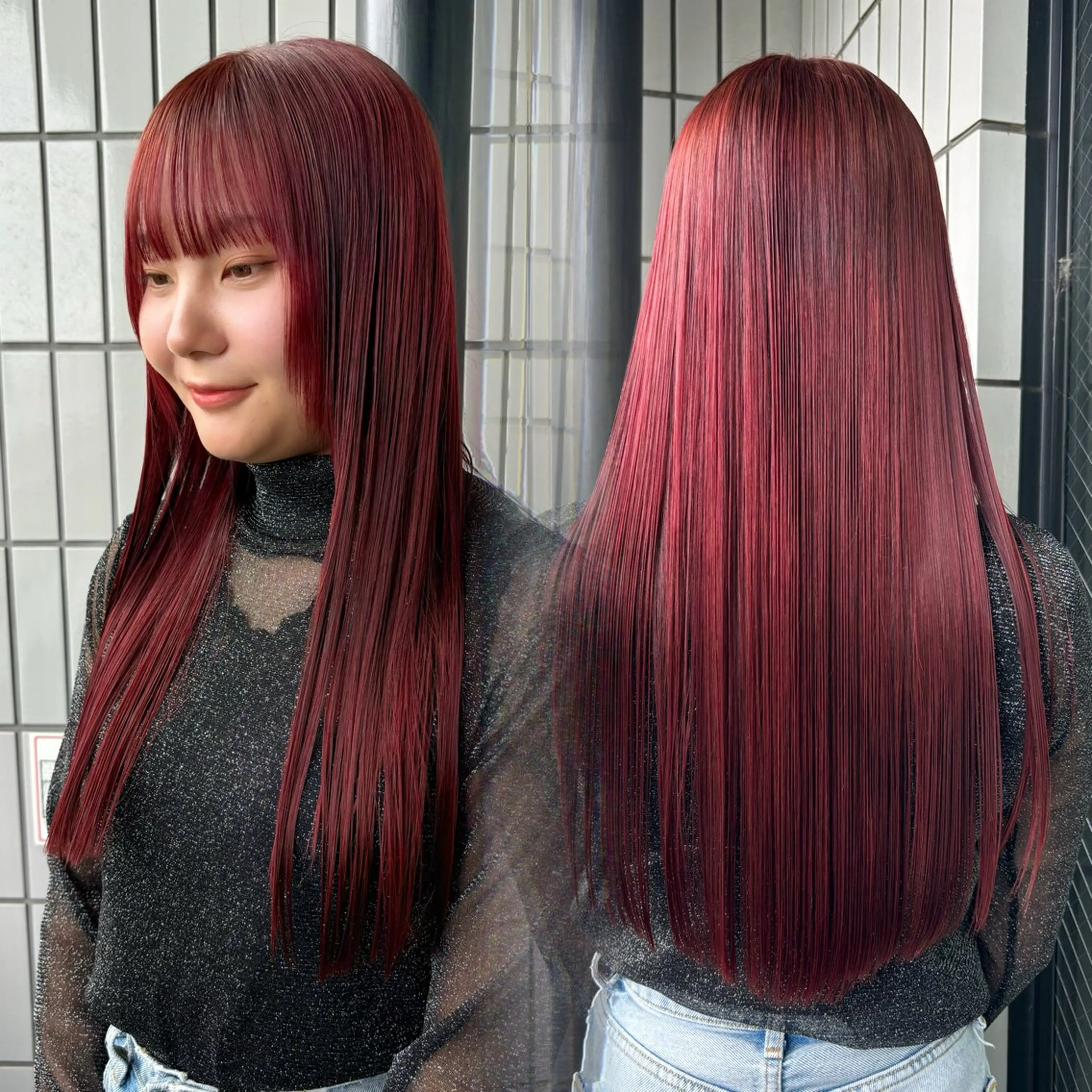 ロング カラー 髪質改善 トリートメント 暖色カラー🍒 ケアブリーチ/akiのヘアスタイル