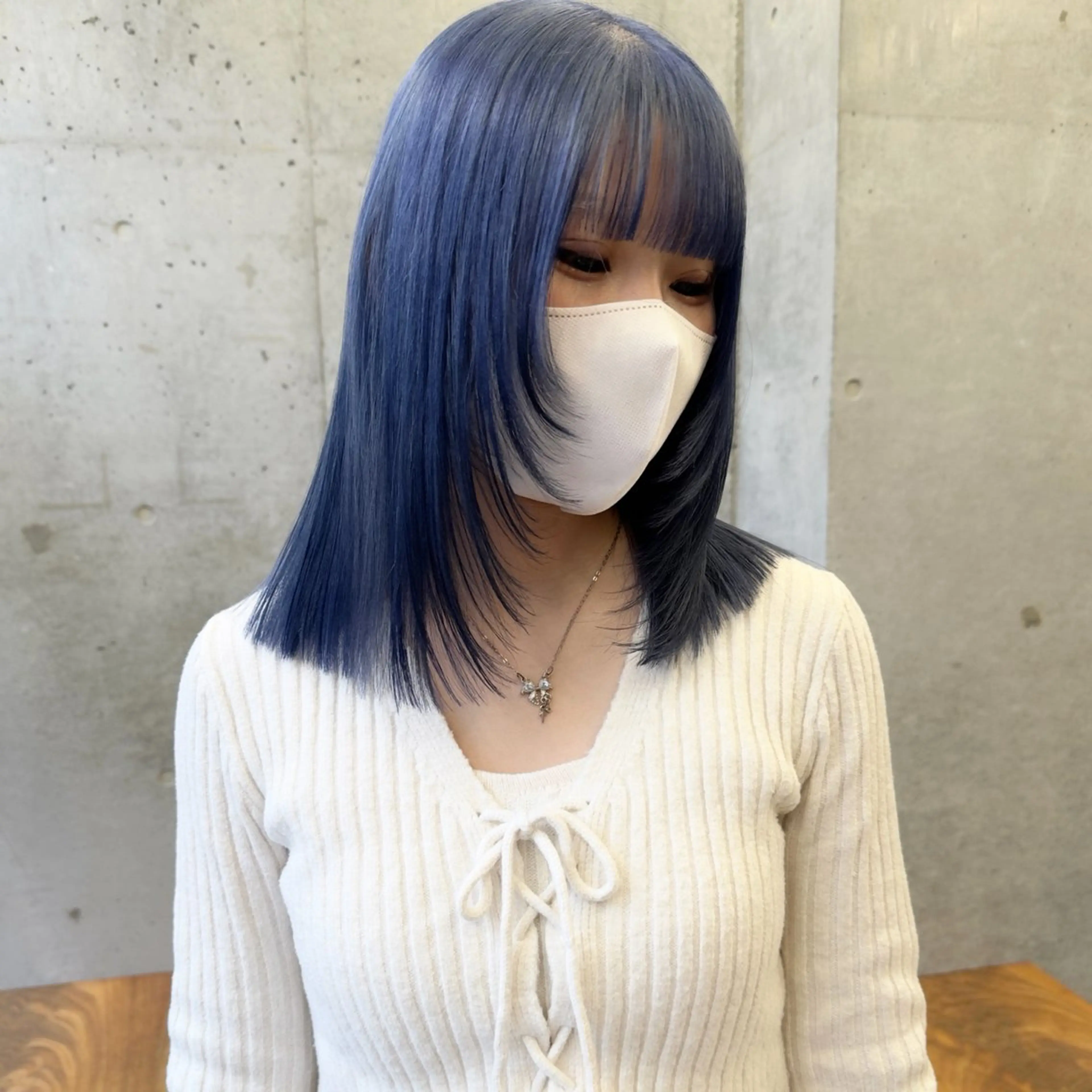 ミディアム カラー ブルーカラー ブルーグレー カット ヘアカラー トリートメント ボブ×柔らかいカラー 🌷misaki𓍼のヘアスタイル