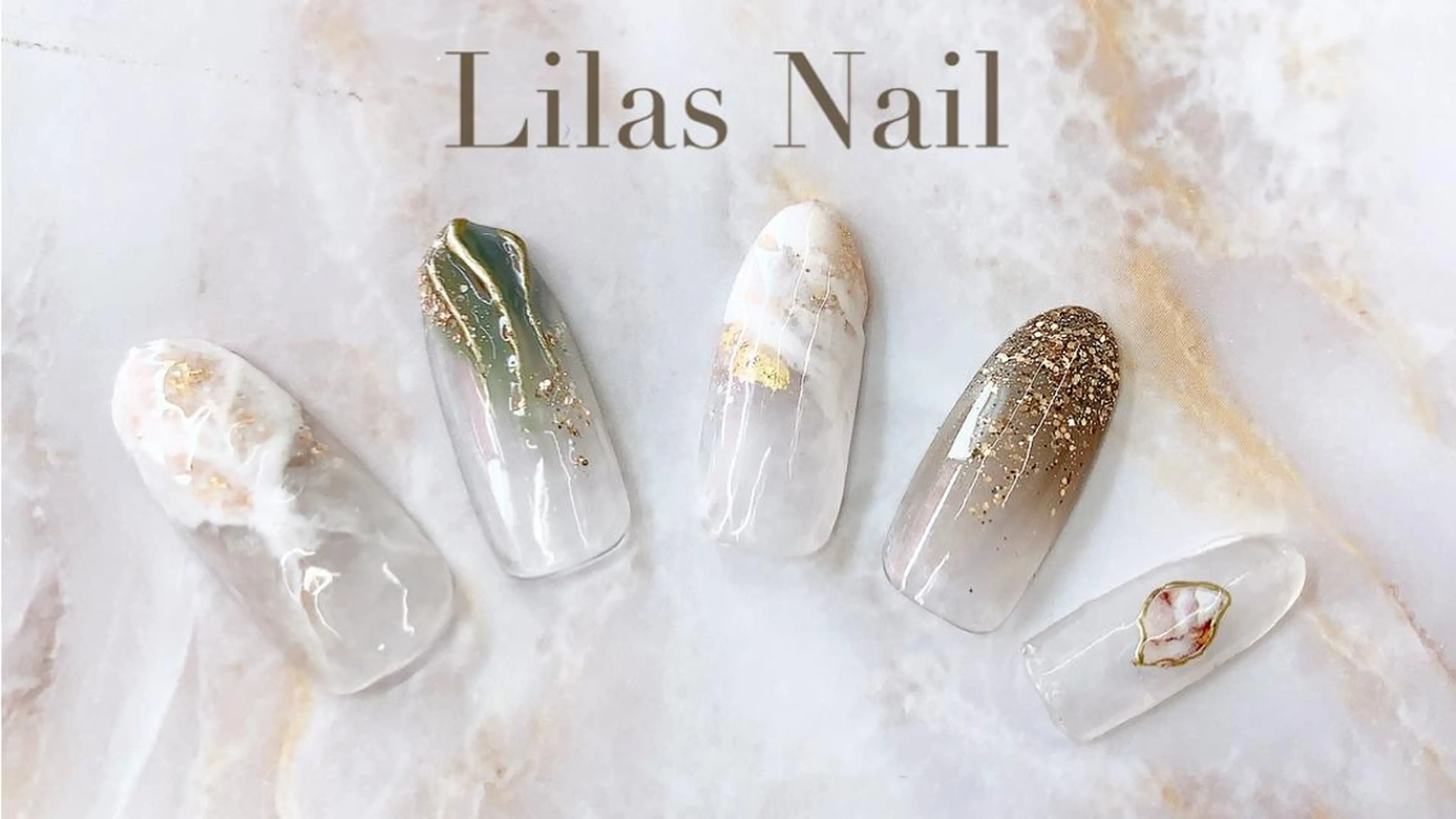 ネイル ハート ラメ(グリッター) 大理石ネイル(マーブル) ニュアンスネイル Lilas Nailのネイルデザイン