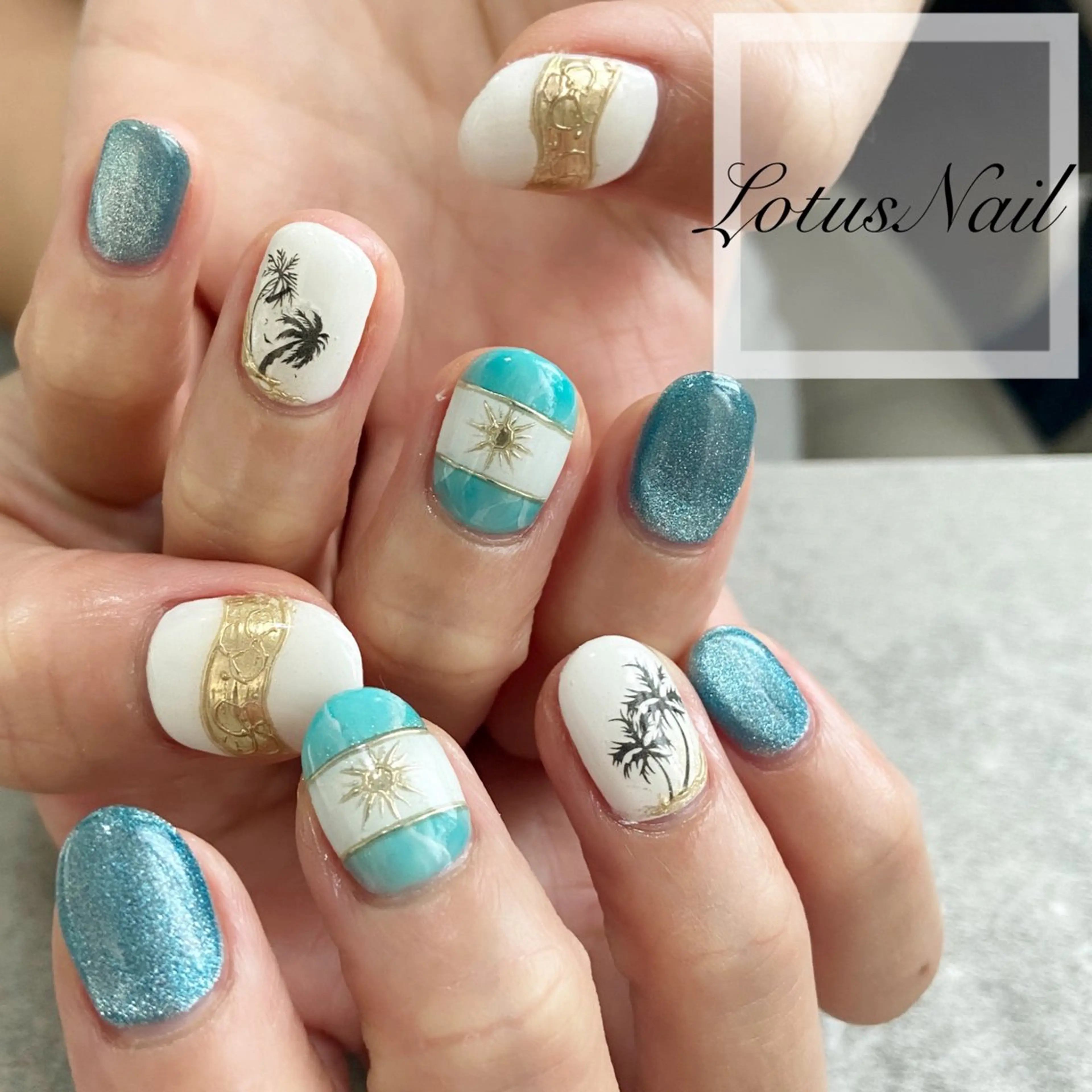 ネイル 夏ネイル ハンドネイル Lotus Nailのネイルデザイン
