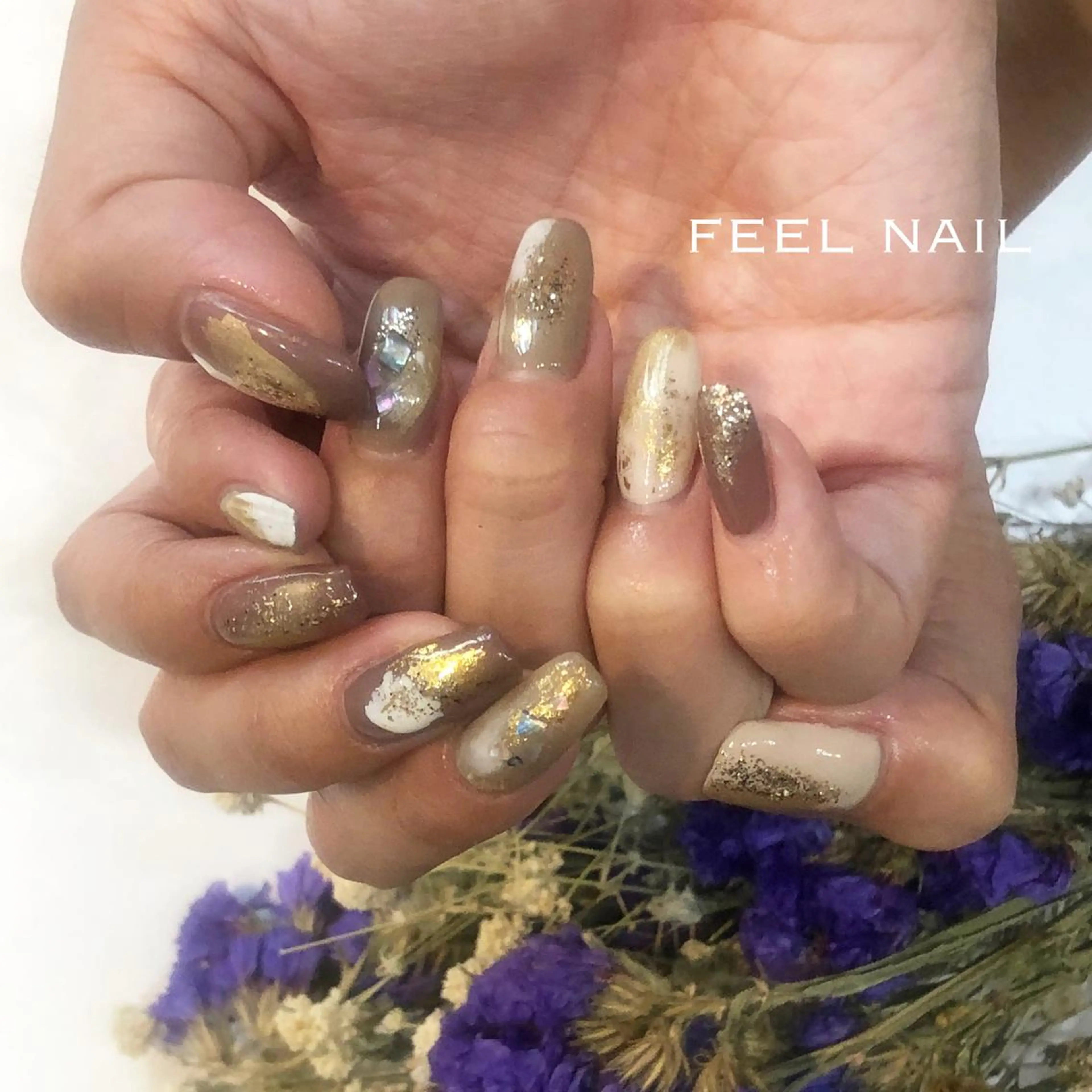 ネイル アートネイル ブラウン ニュアンスネイル 近藤 あみのネイルデザイン