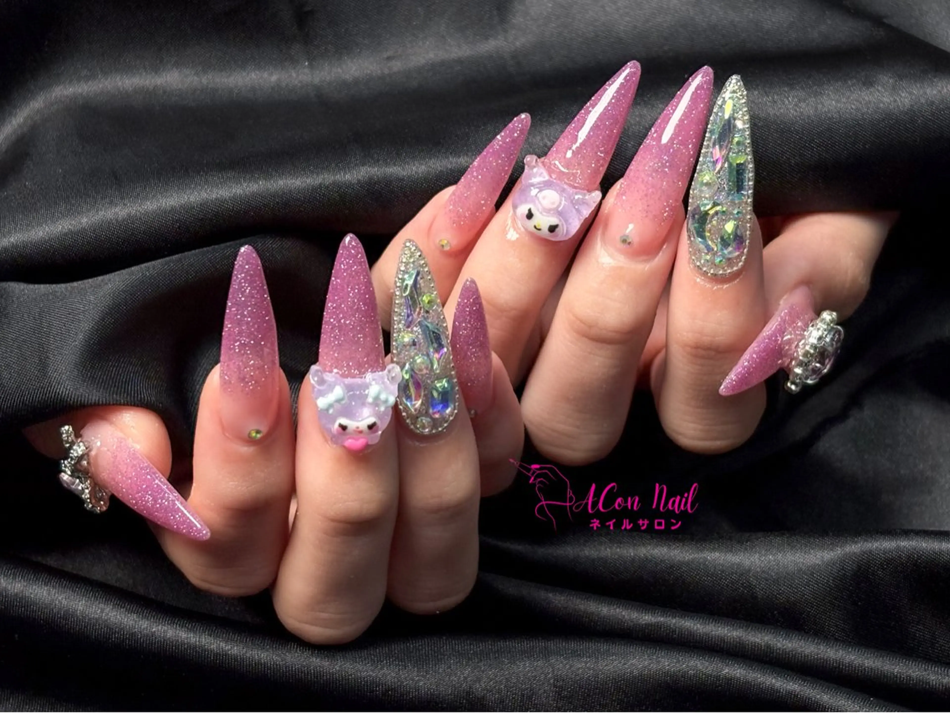 ネイル 桜ネイル 長さ出し フラワーネイル フレンチネイル ジェルネイル ハンドネイル ACon NailSalonのネイルデザイン