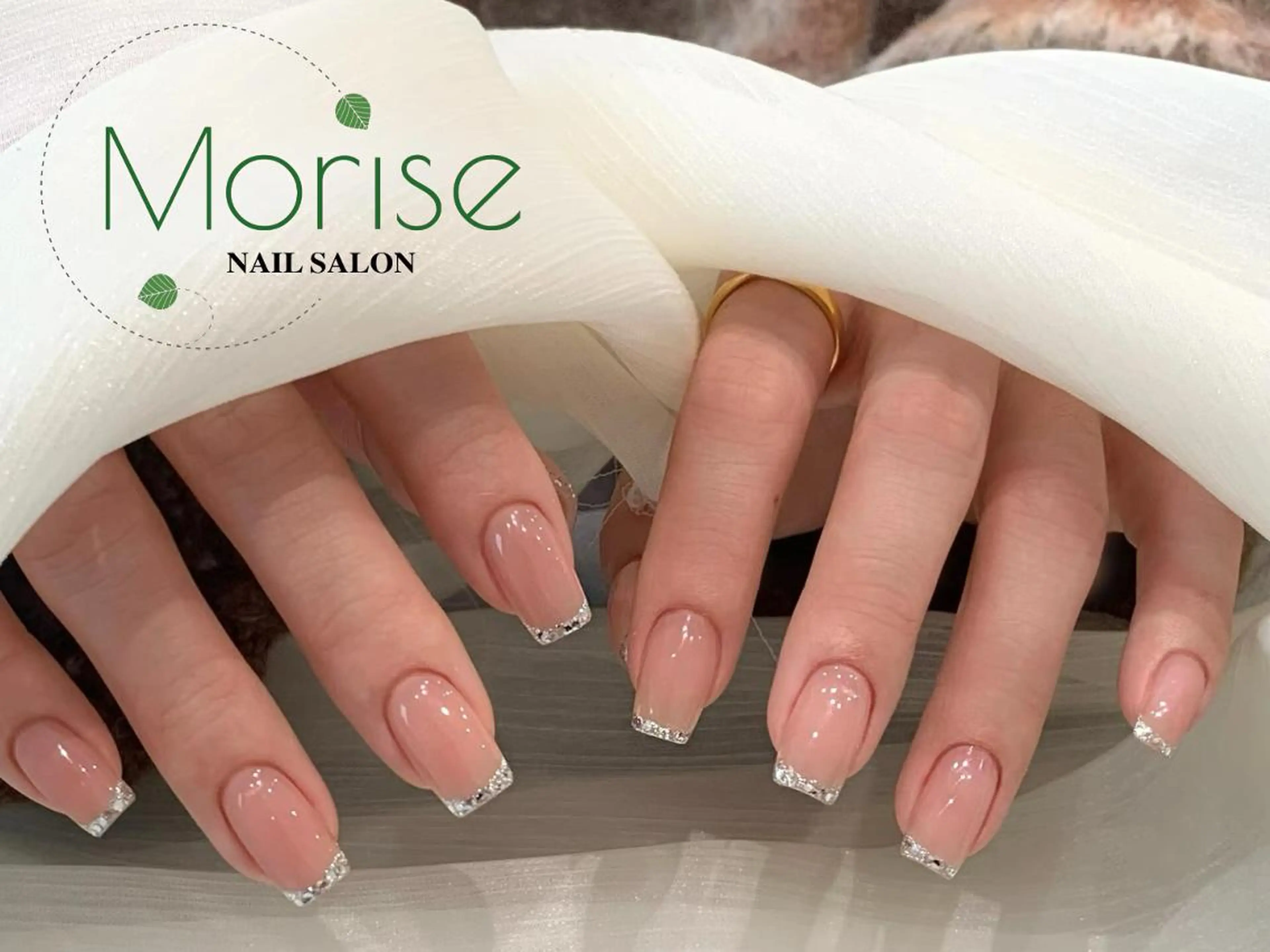 ネイル 長さ出し フレンチネイル ジェルネイル ガラスフレンチ 韓国ネイル ハンドネイル ハンドケア MoriseNail Jr研修💜はるかのネイルデザイン