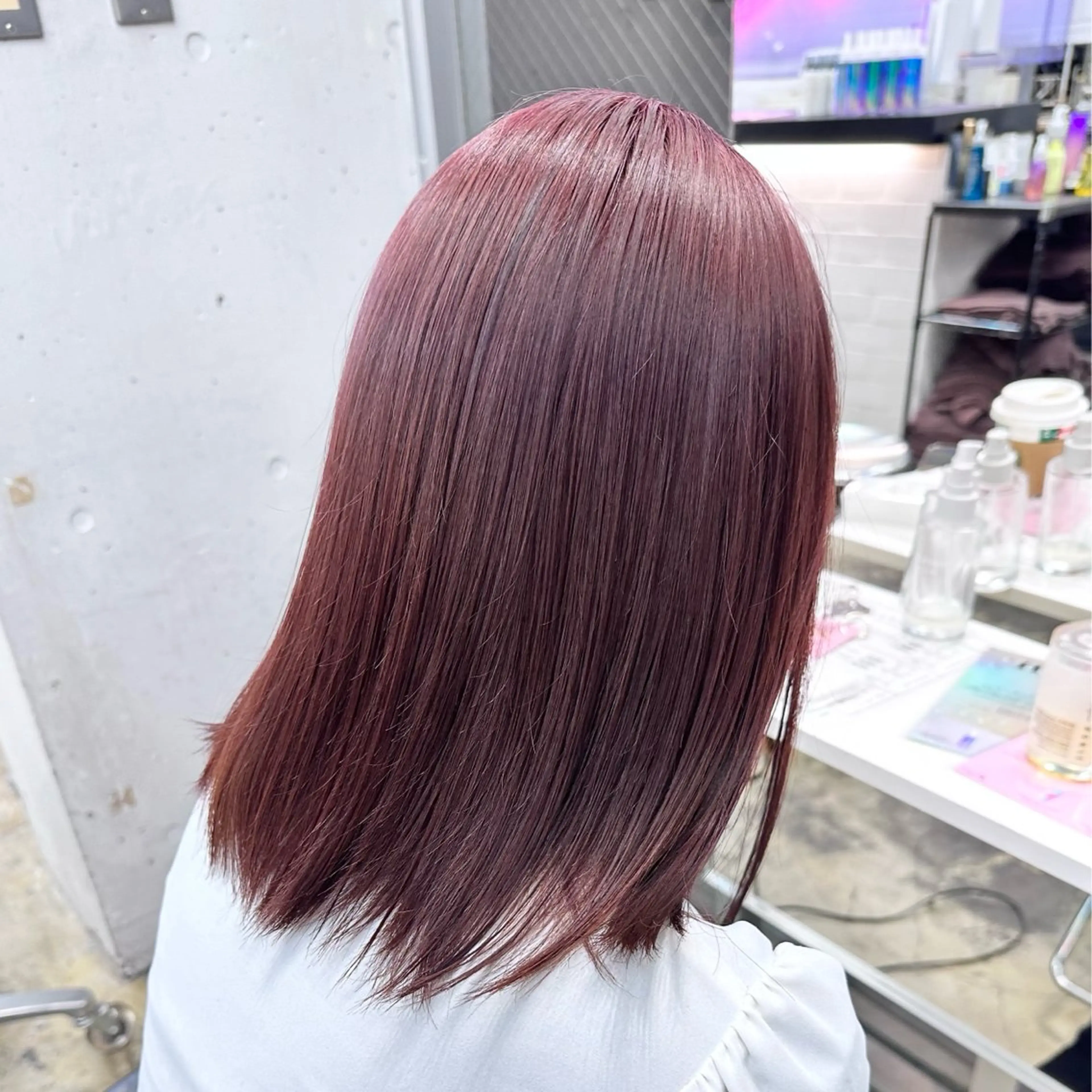 セミロング カラー ヘアアレンジ ピンクカラー 🎀モテ暖色× エクステ🎀あかりのヘアスタイル