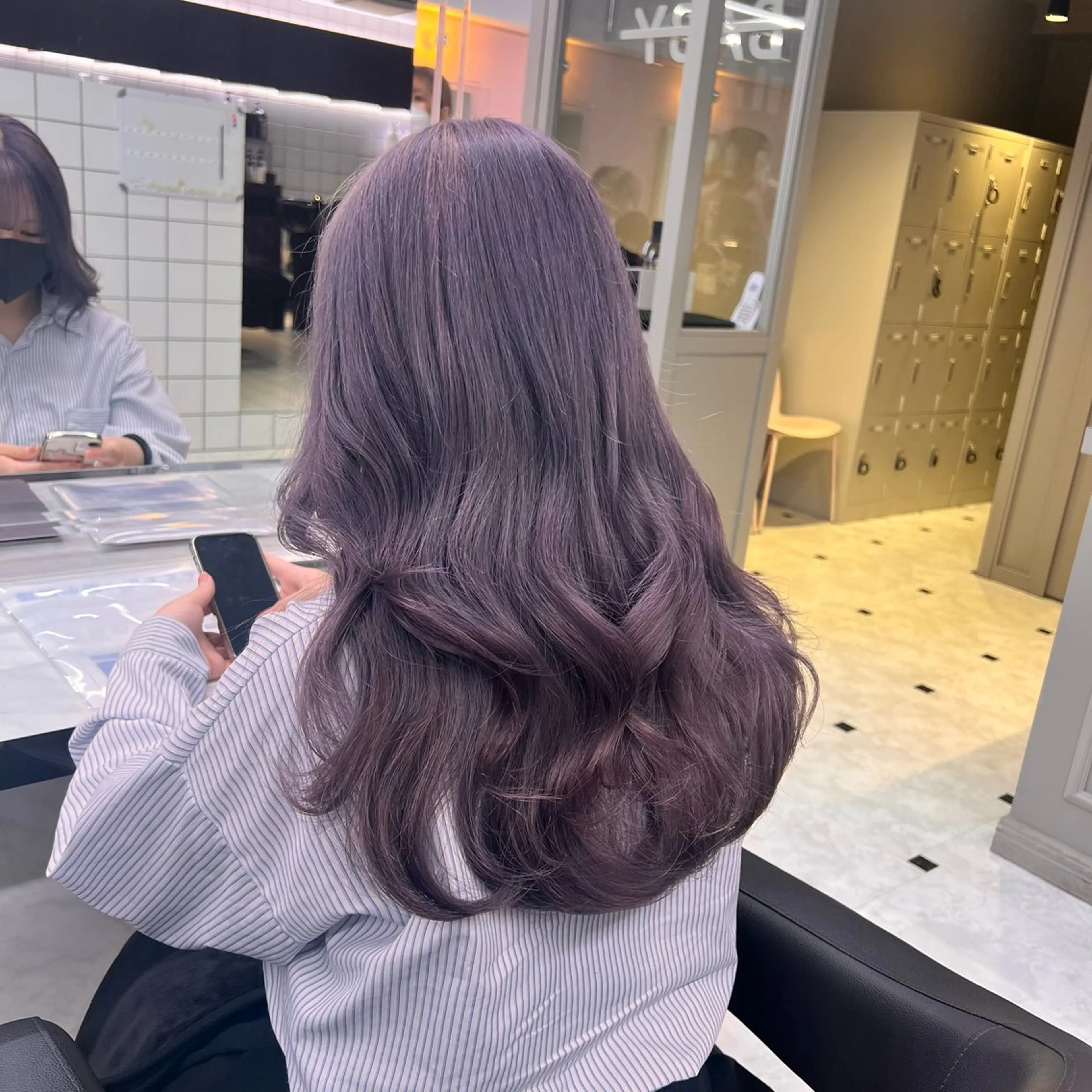 セミロング カラー ヘアアレンジ 💕上野美容師☁ ブリーチ💖サワのヘアスタイル