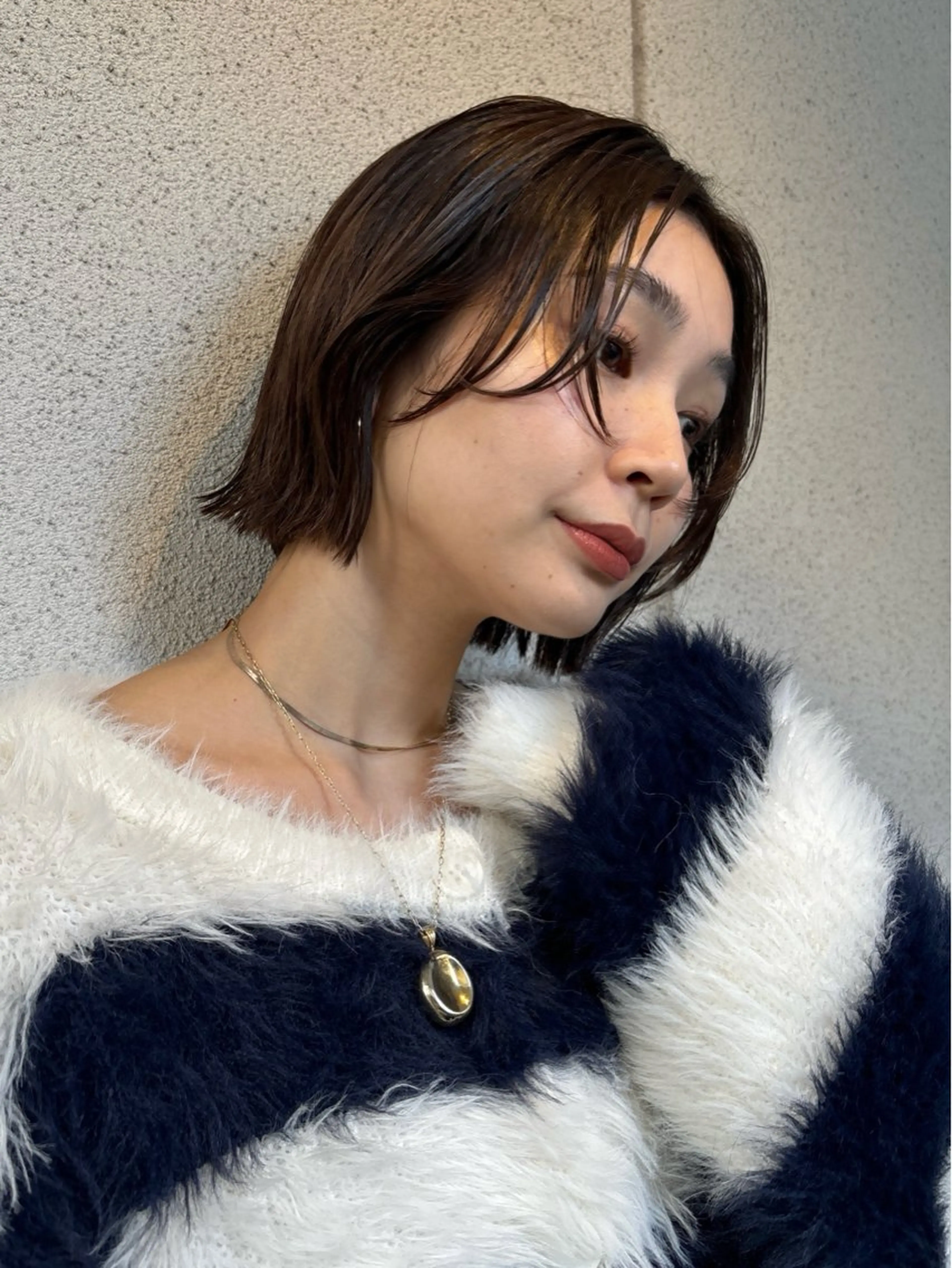 ミディアム ボブ 顔まわりレイヤー レイヤーカット 結莉/ボブ/ 縮毛矯正のヘアスタイル