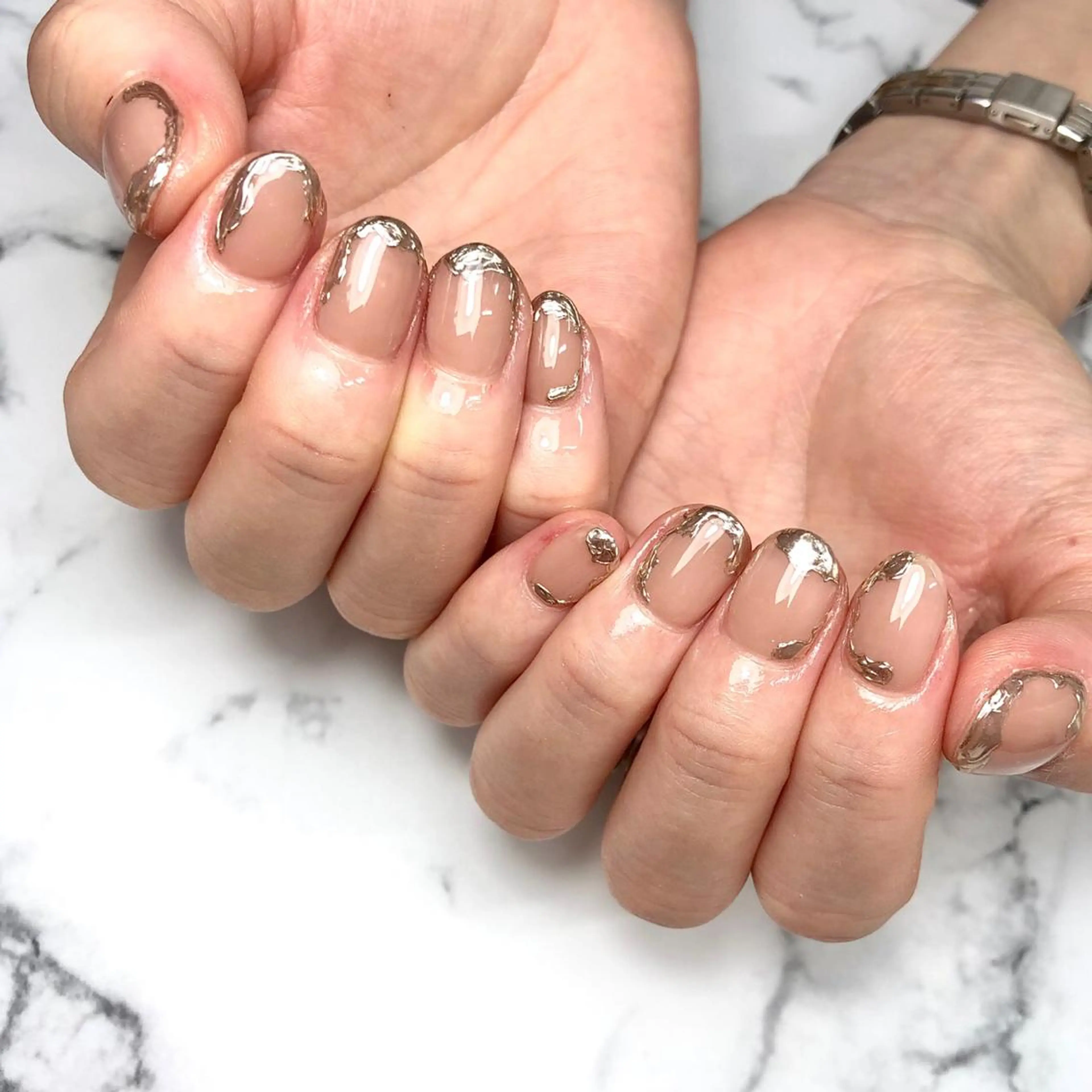 ネイル ジェルネイル 氷ネイル・うるうるネイル 韓国ネイル ミラーネイル ニュアンスネイル ハンドネイル NAIL NOWのネイルデザイン