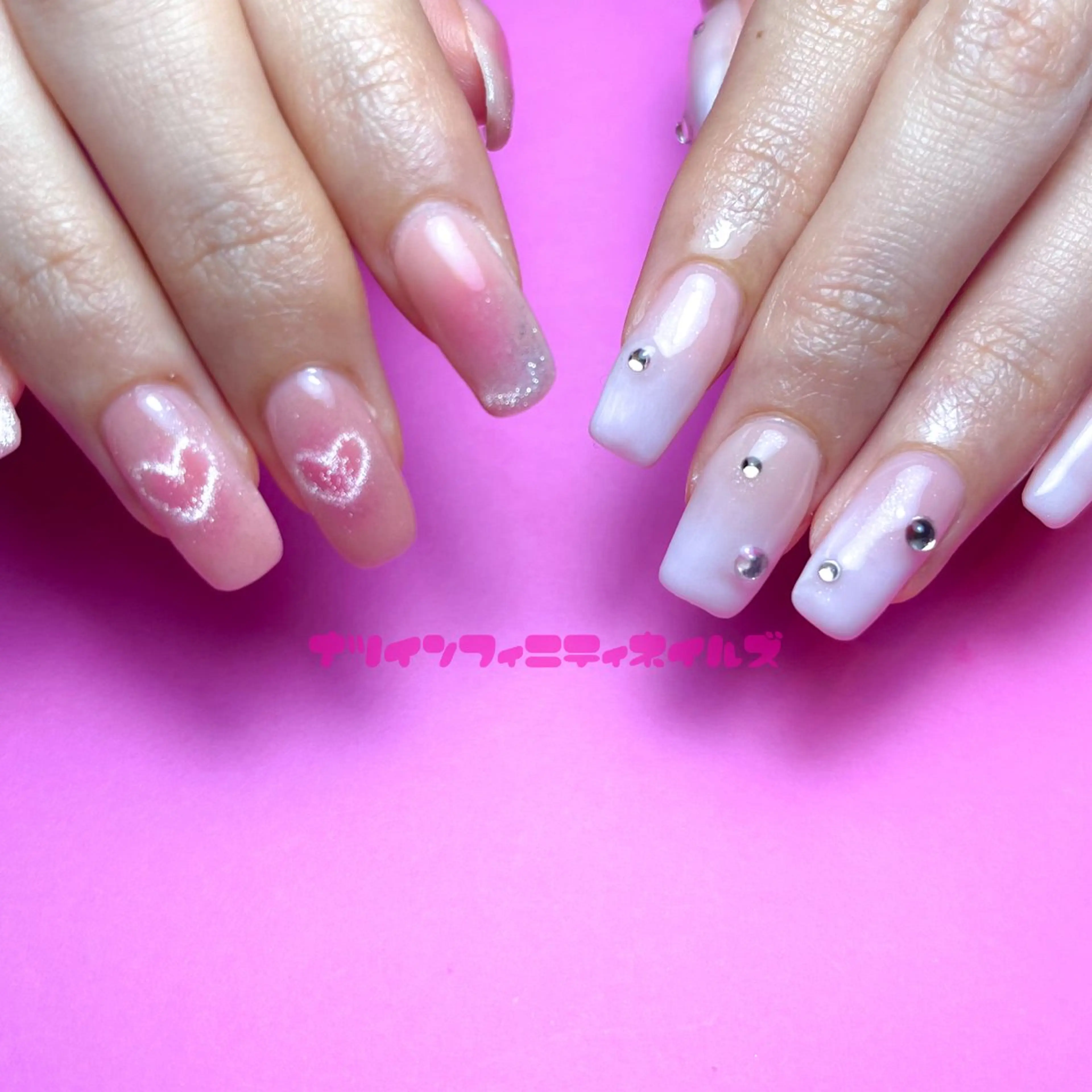 ネイル チークネイル ハート マグネットネイル ハンドネイル ハンドケア ナツインフィニティ ネイルズ（なつ）のネイルデザイン