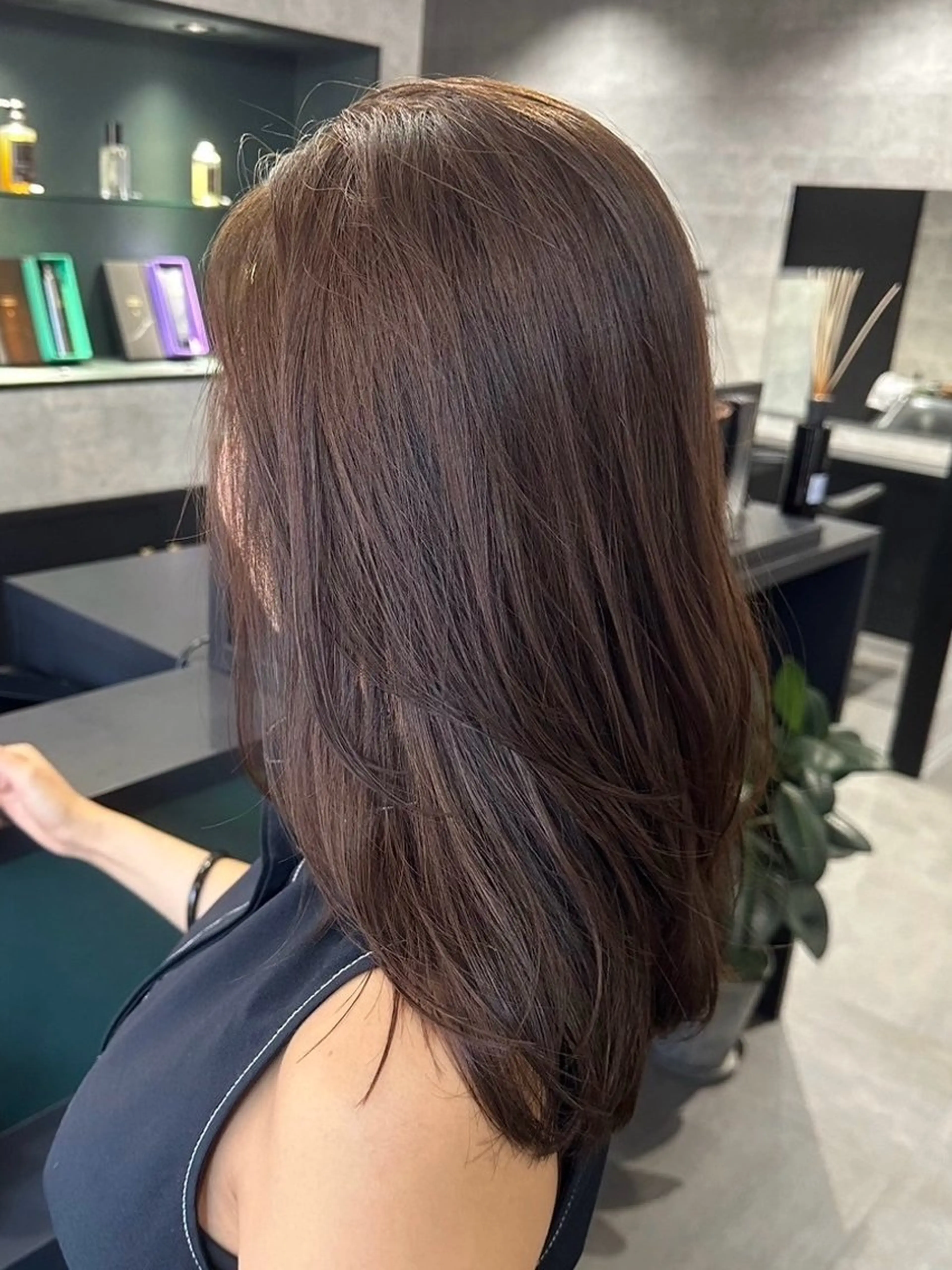 セミロング 柔らかい透明感カラー 髪質改善/神戸のヘアスタイル