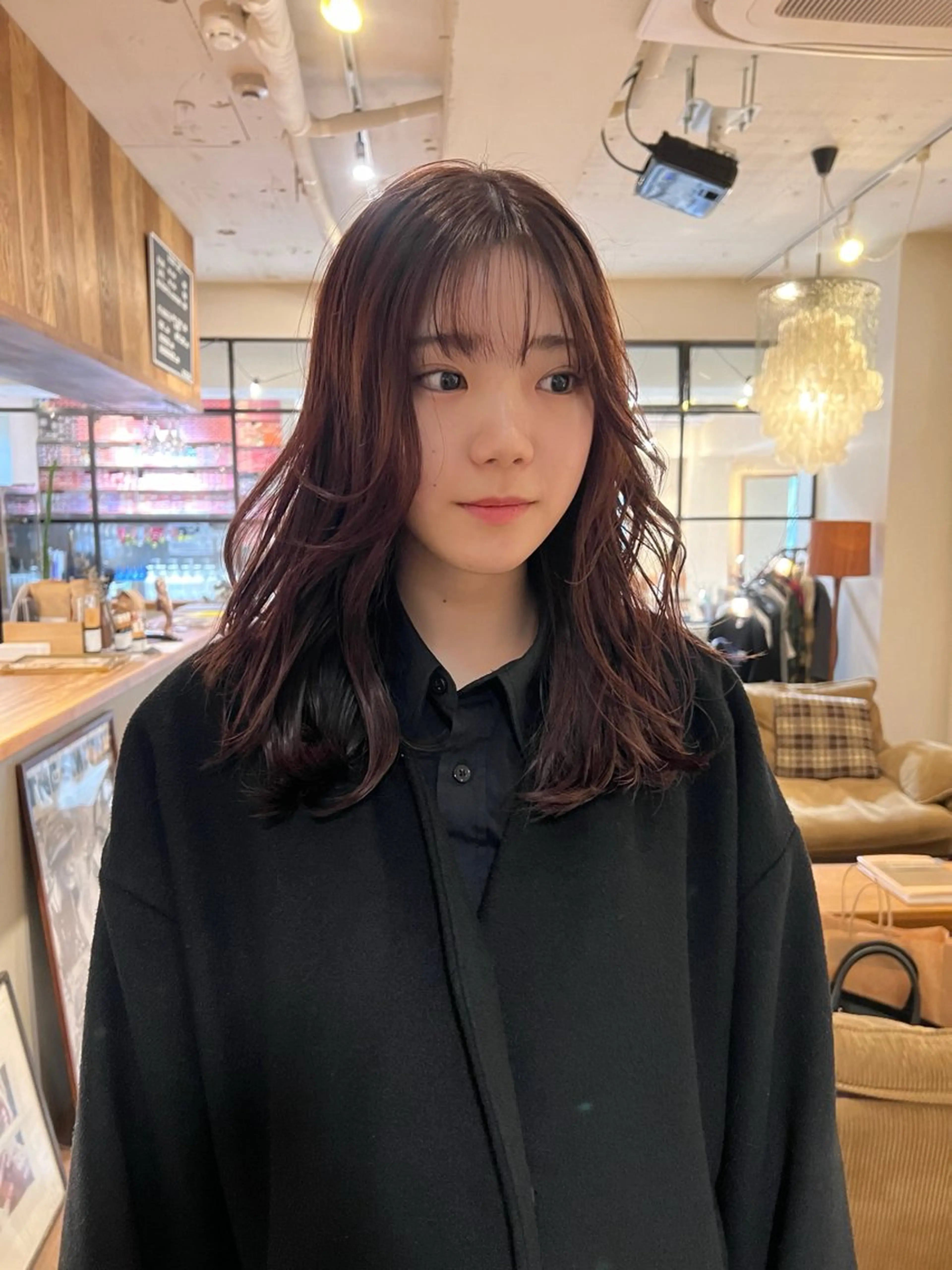 セミロング カラー ブリーチ ブラウンカラー ブリーチなしカラー レッドカラー 韓国風ヘア ヘアカラー drop /Hiroto✩.*のヘアスタイル