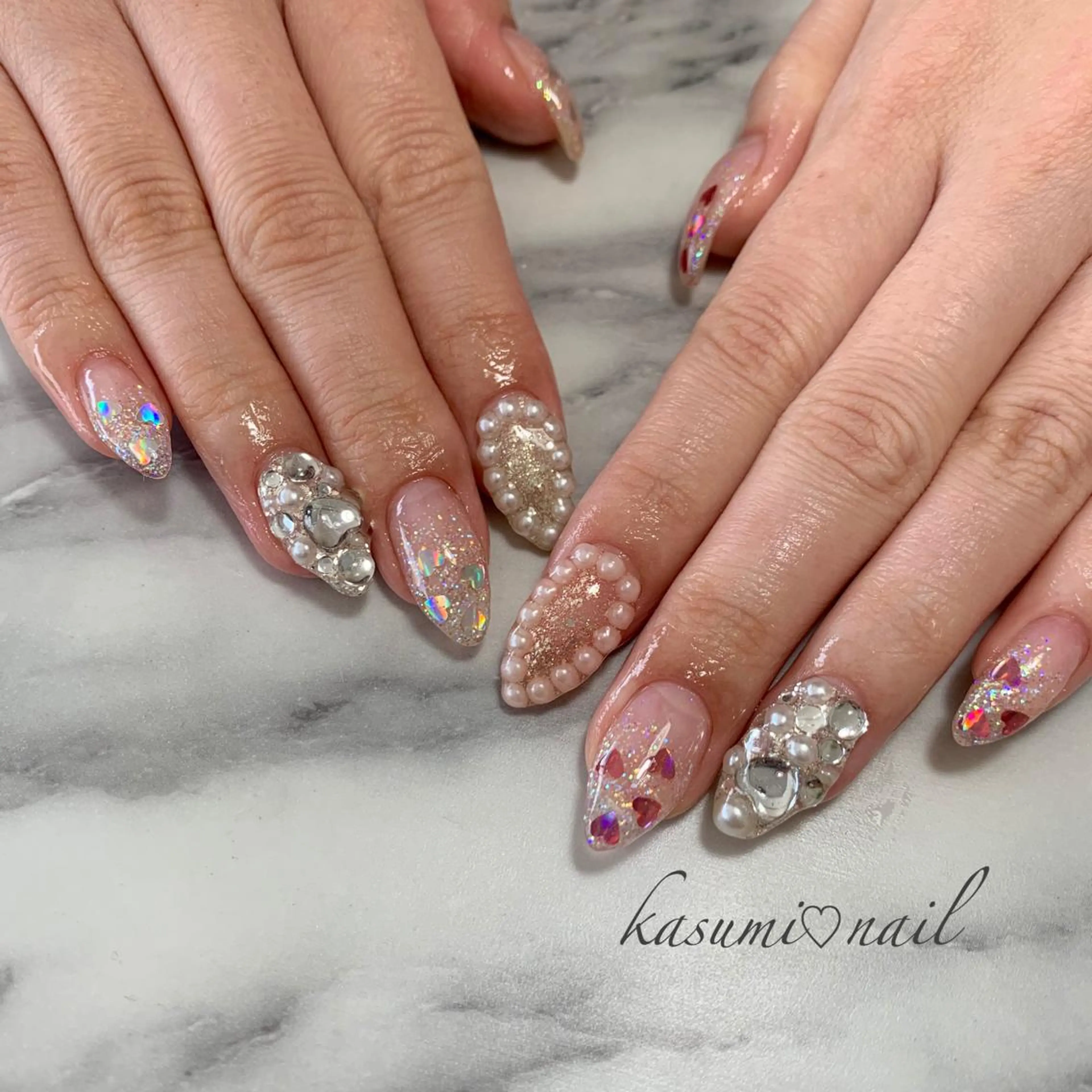 ネイル アートネイル フットネイル 大理石ネイル(マーブル) ミラーネイル ニュアンスネイル KASUMI♡ Nailのネイルデザイン