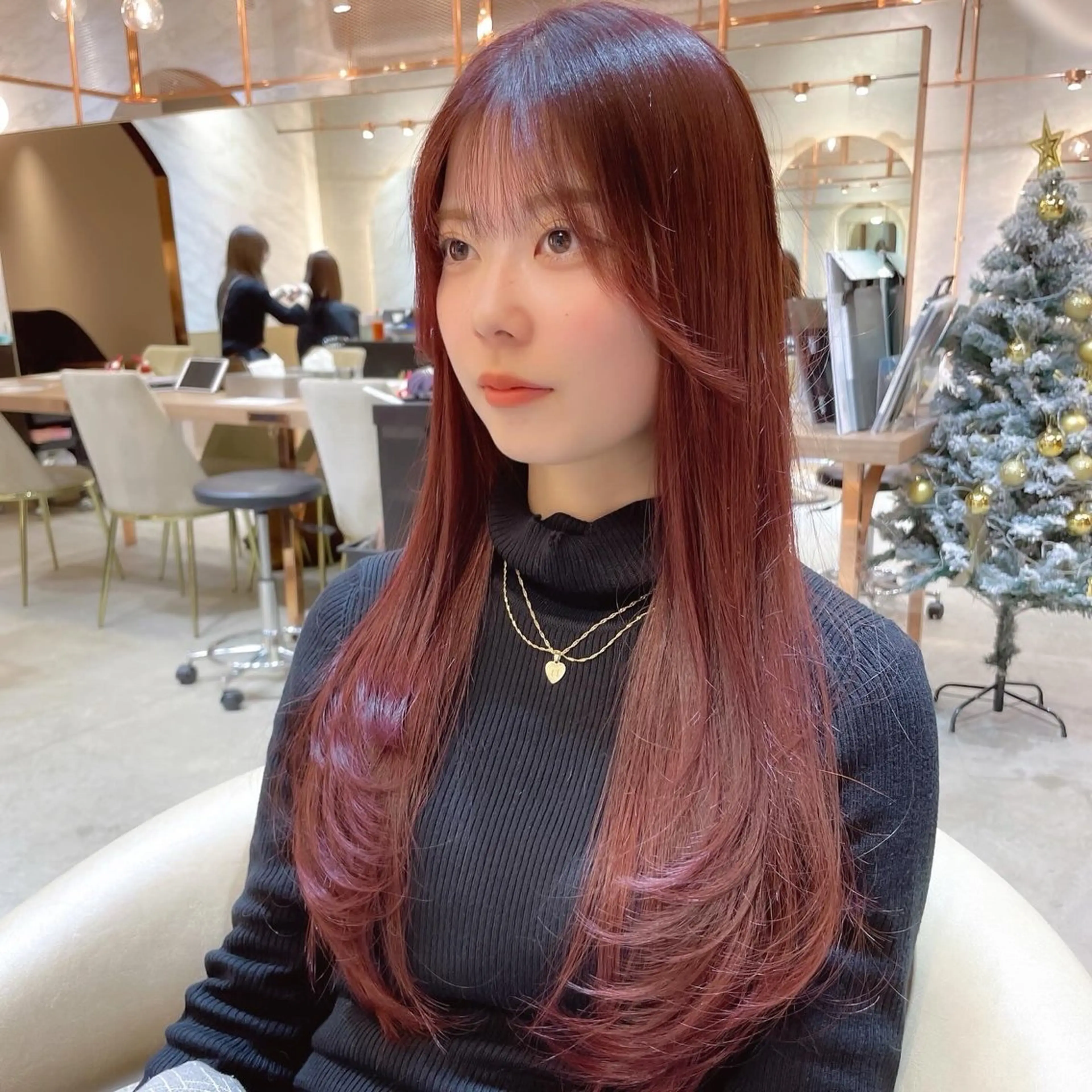 ロング カラー カット ヘアカラー 縮毛矯正 トリートメント レイヤー/韓国ヘア 縮毛矯正🫧鈴木颯のヘアスタイル