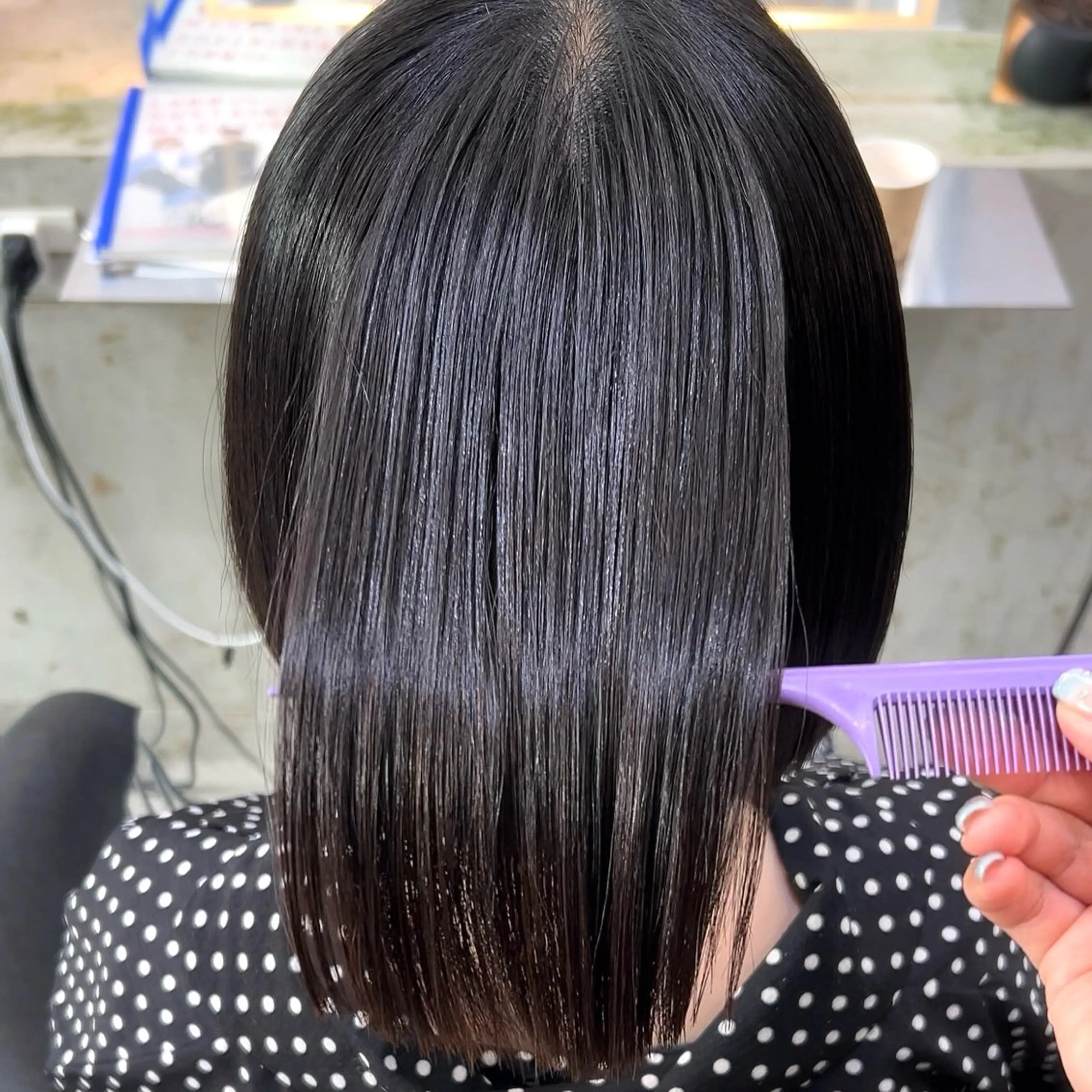 ミディアム ボブ 縮毛矯正 カット 縮毛矯正 トリートメント ボブ/くびれボブ/ 髪質改善/Ru-kaのヘアスタイル