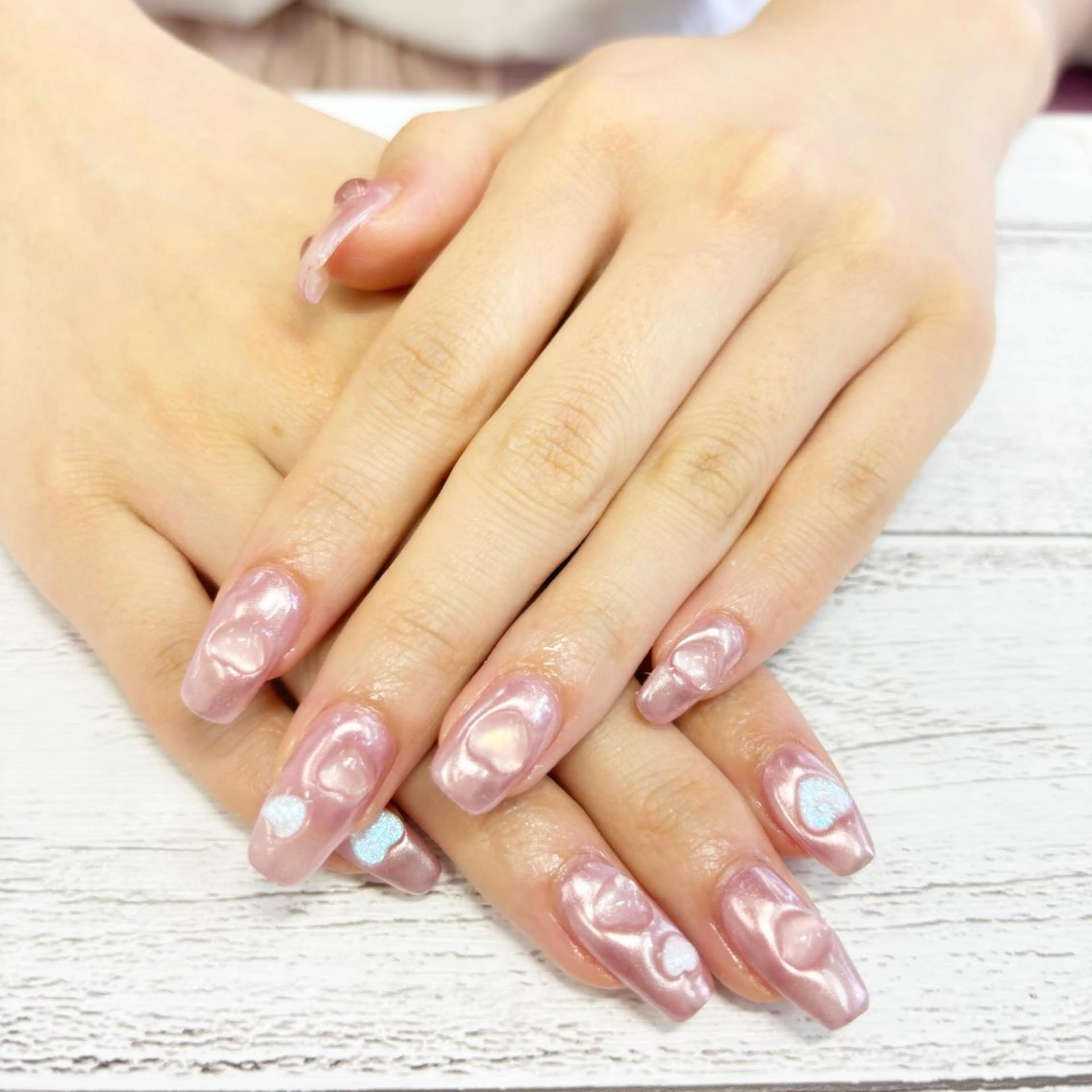 ネイル チークネイル 長さ出し フレンチネイル ジェルネイル ガラスフレンチ ハンドネイル リラネイル ギョウのネイルデザイン