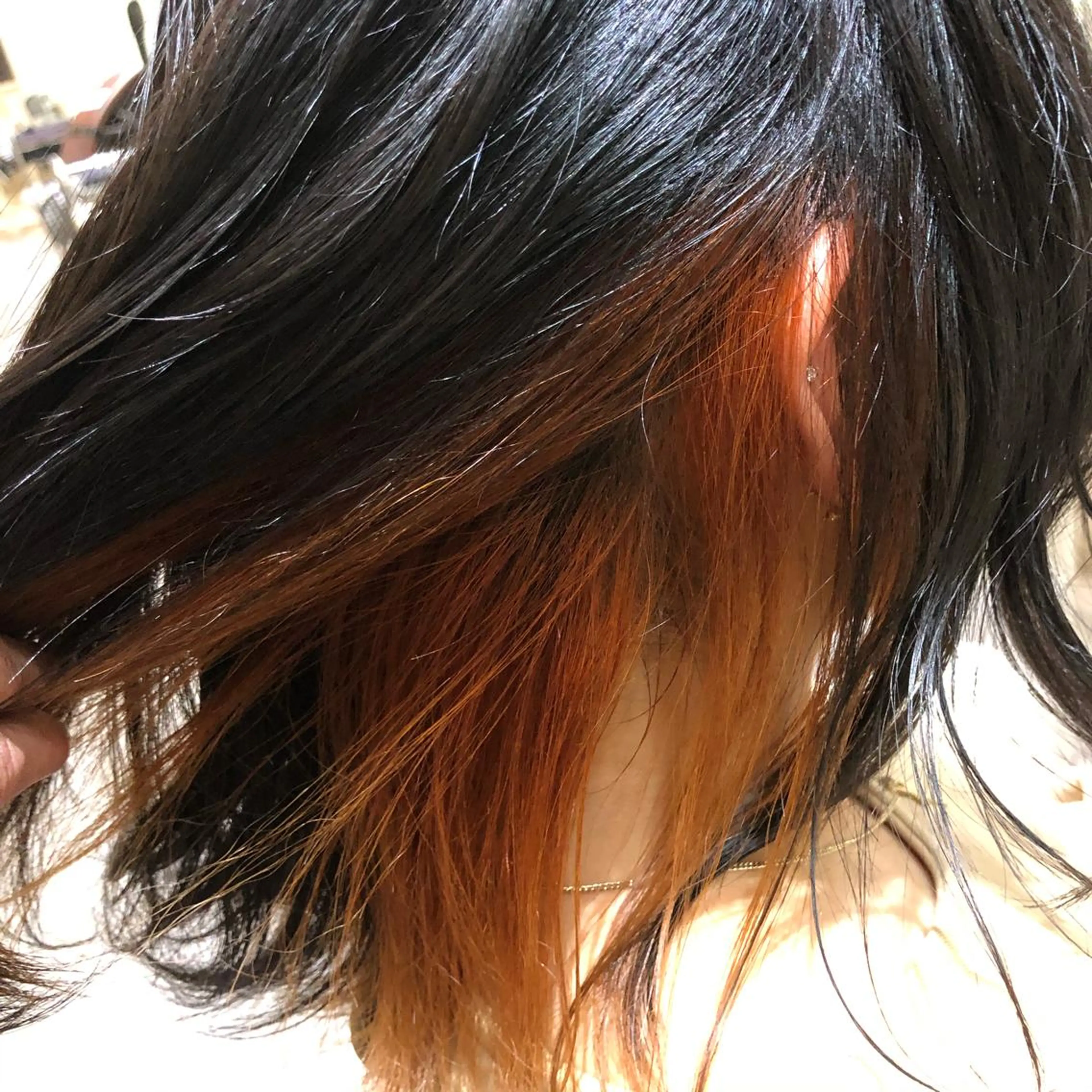 ミディアム カラー ブリーチ インナーカラー オレンジ ヘアカラー カラー職人 なかもと たつひろのヘアスタイル