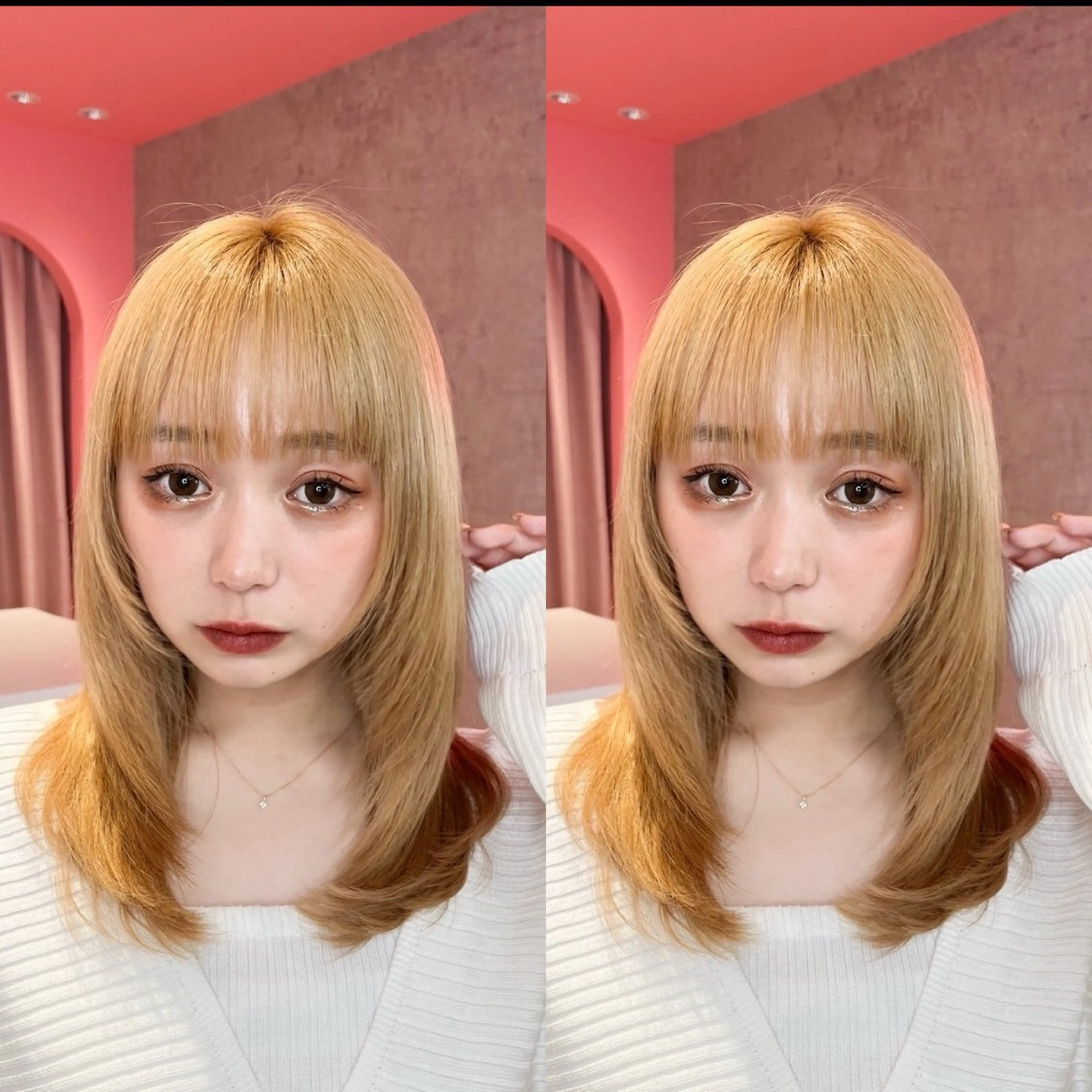 ミディアム カラー 山崎/ボブ縮毛矯正 レイヤー髪質改善のヘアスタイル