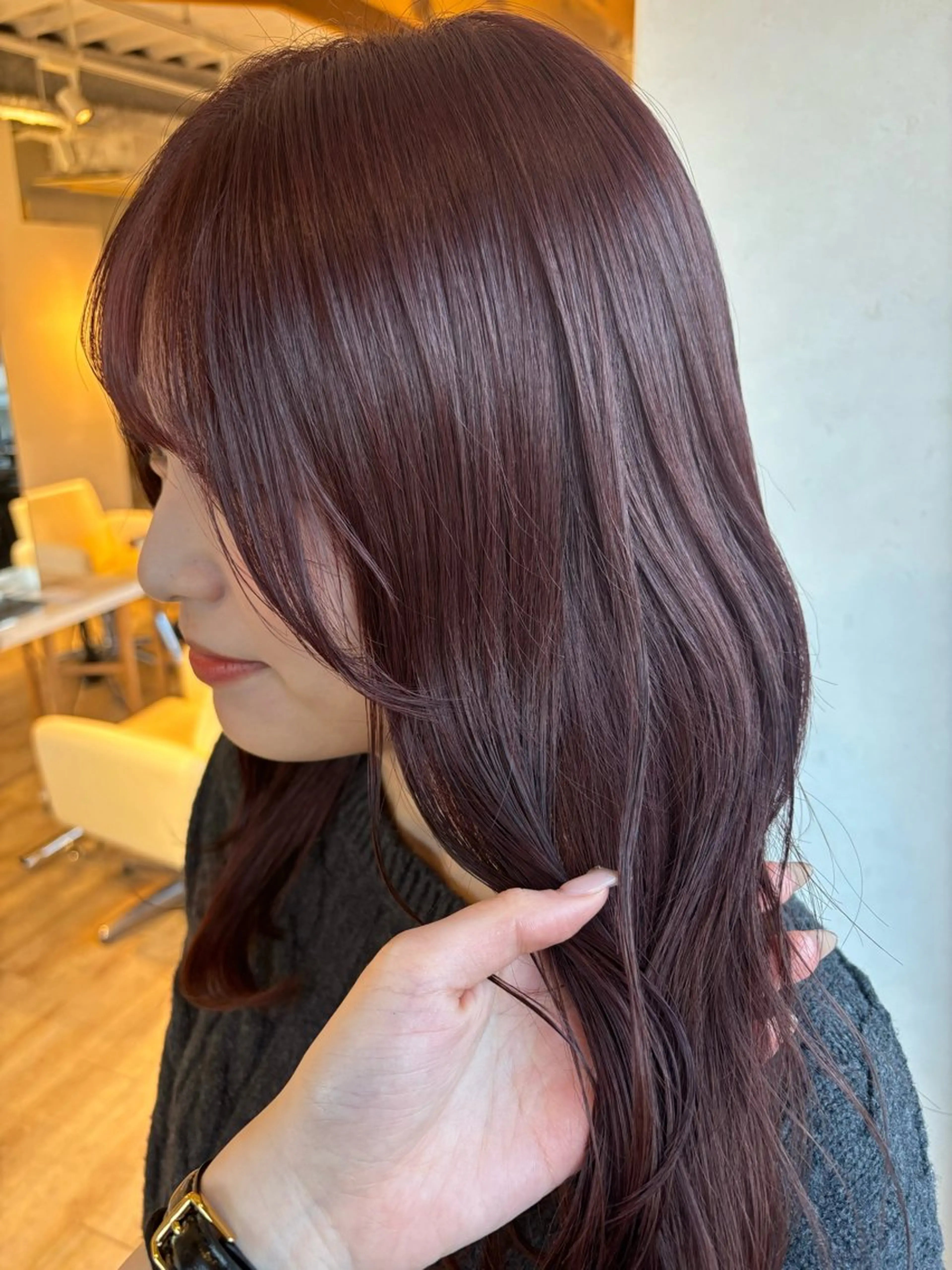 ミディアム カラー ヘアアレンジ レッドカラー 女性専用サロンiiro【イロ】所属・【韓国ヘア/透明感 カラー】makotoのヘアスタイル