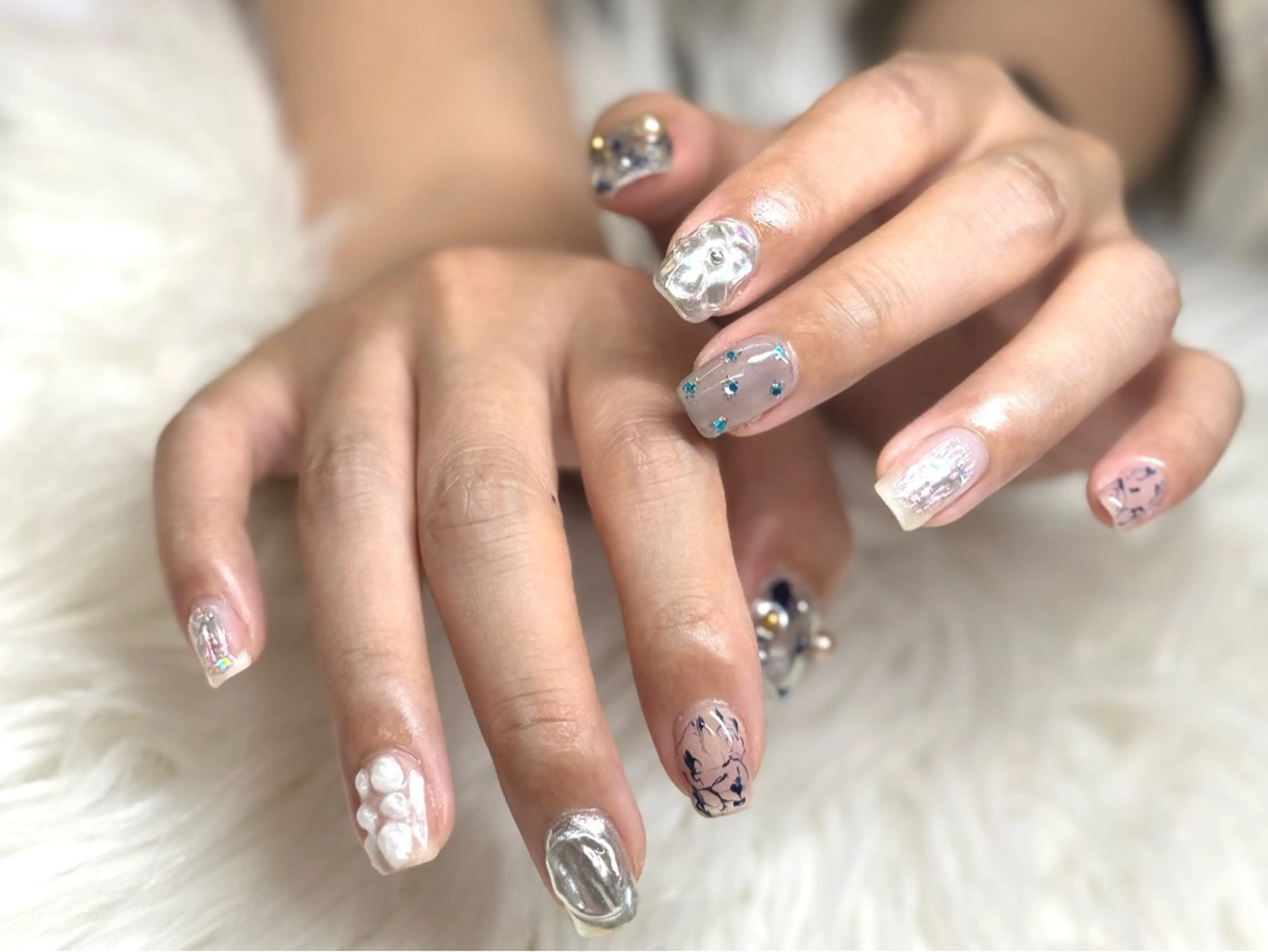 ネイル ブルー ハンドネイル LUCAS 千葉 AOI💅🏾💕のネイルデザイン