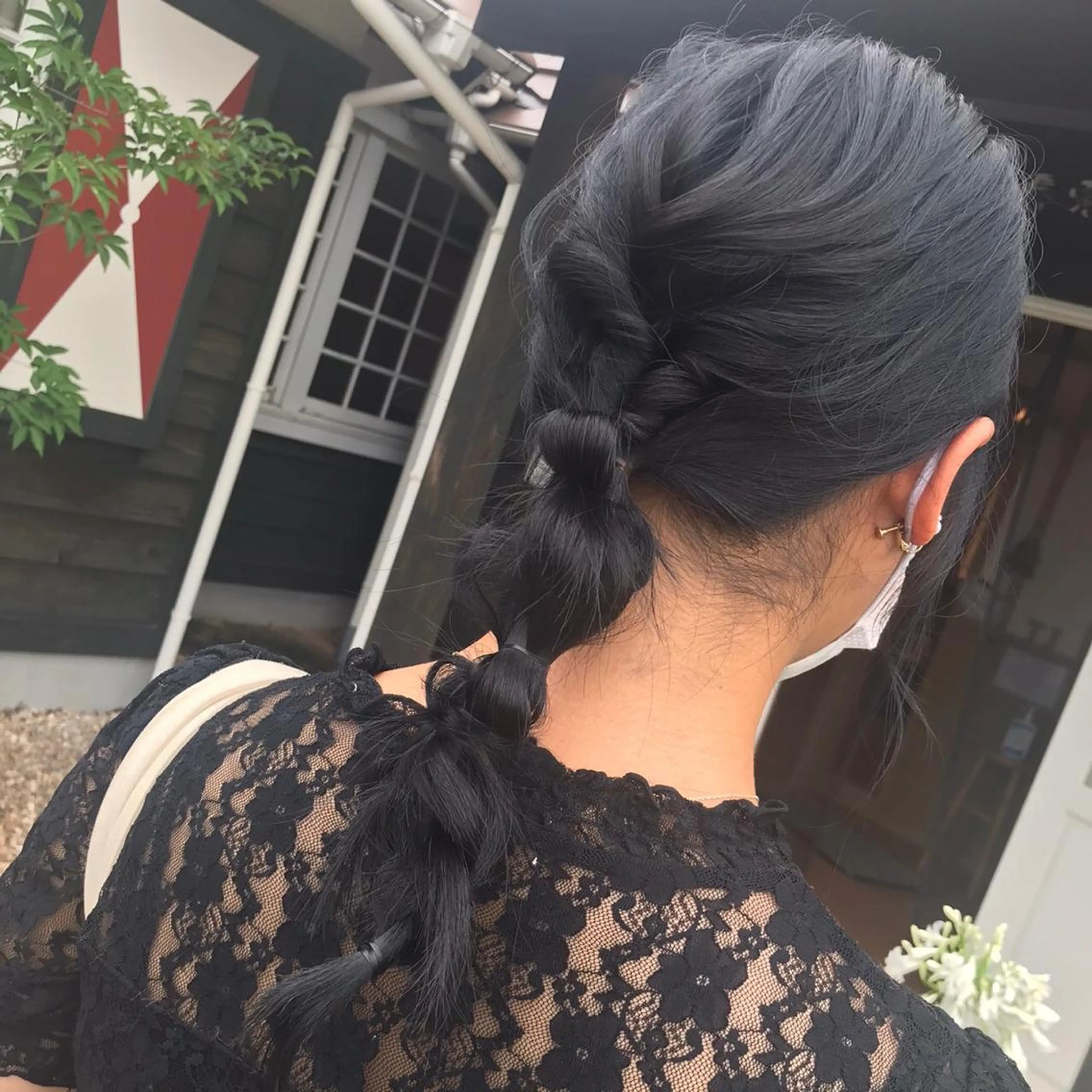 ロング カラー 黒髪 ブルーカラー ブルーブラック ヘアセット TIGRE大名所属・森岡 紗羽のヘアスタイル