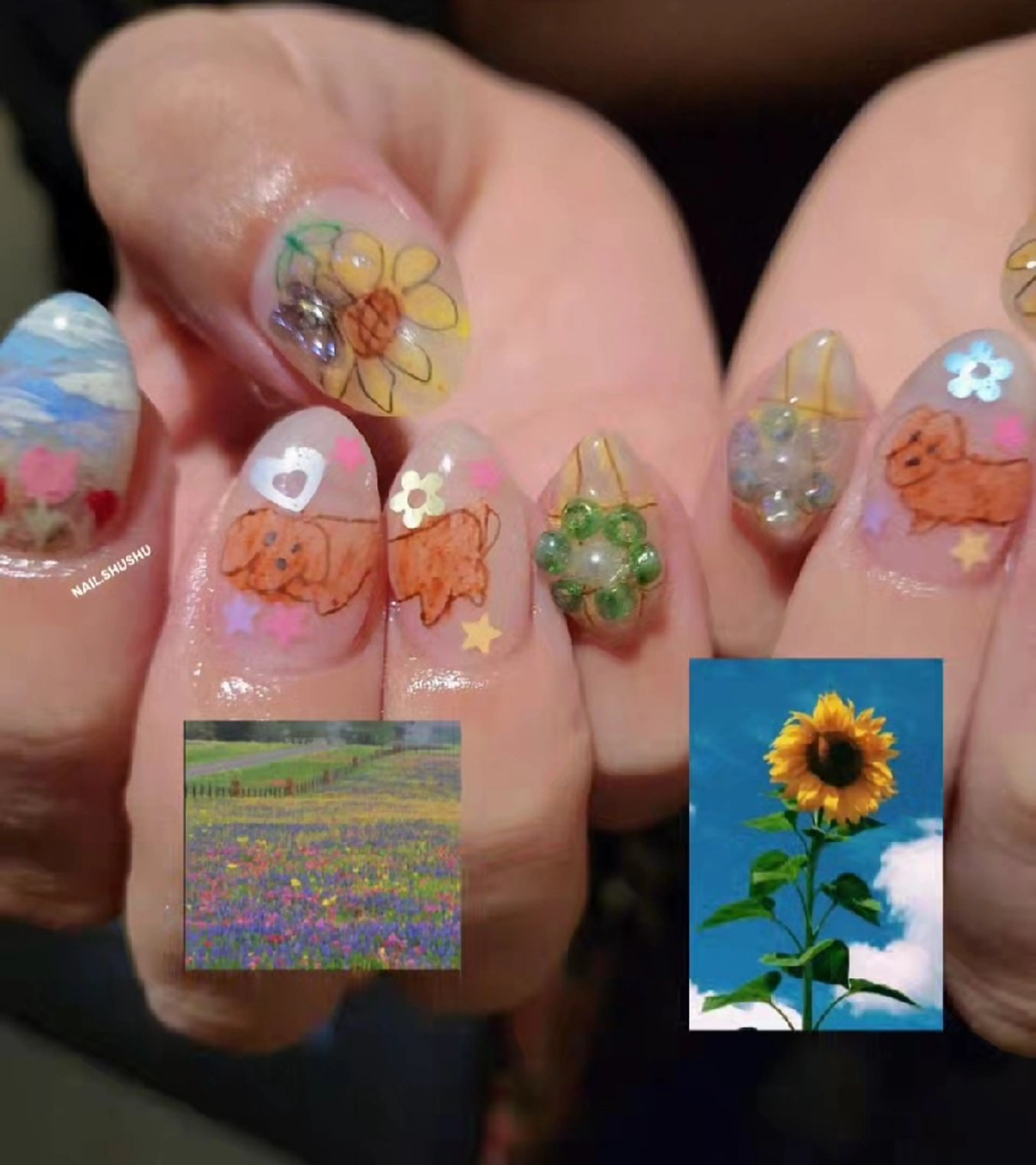 ネイル ハンドネイル 3dパーツ/流行り 👧shushu❤️のネイルデザイン